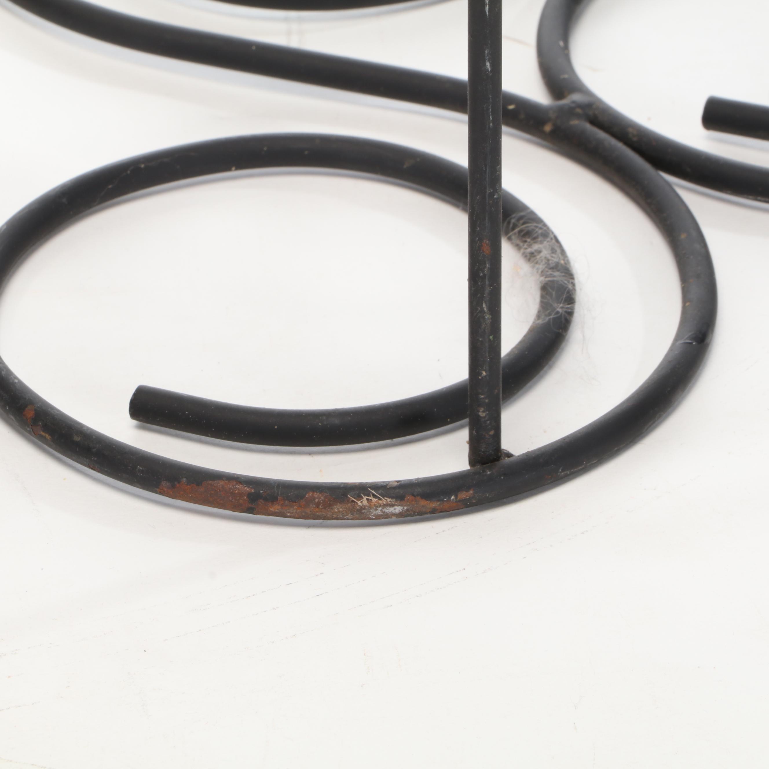 Textured Metal Tree Trunk Shaped Beverage Tub with Scrolled Metal Bottle Rack