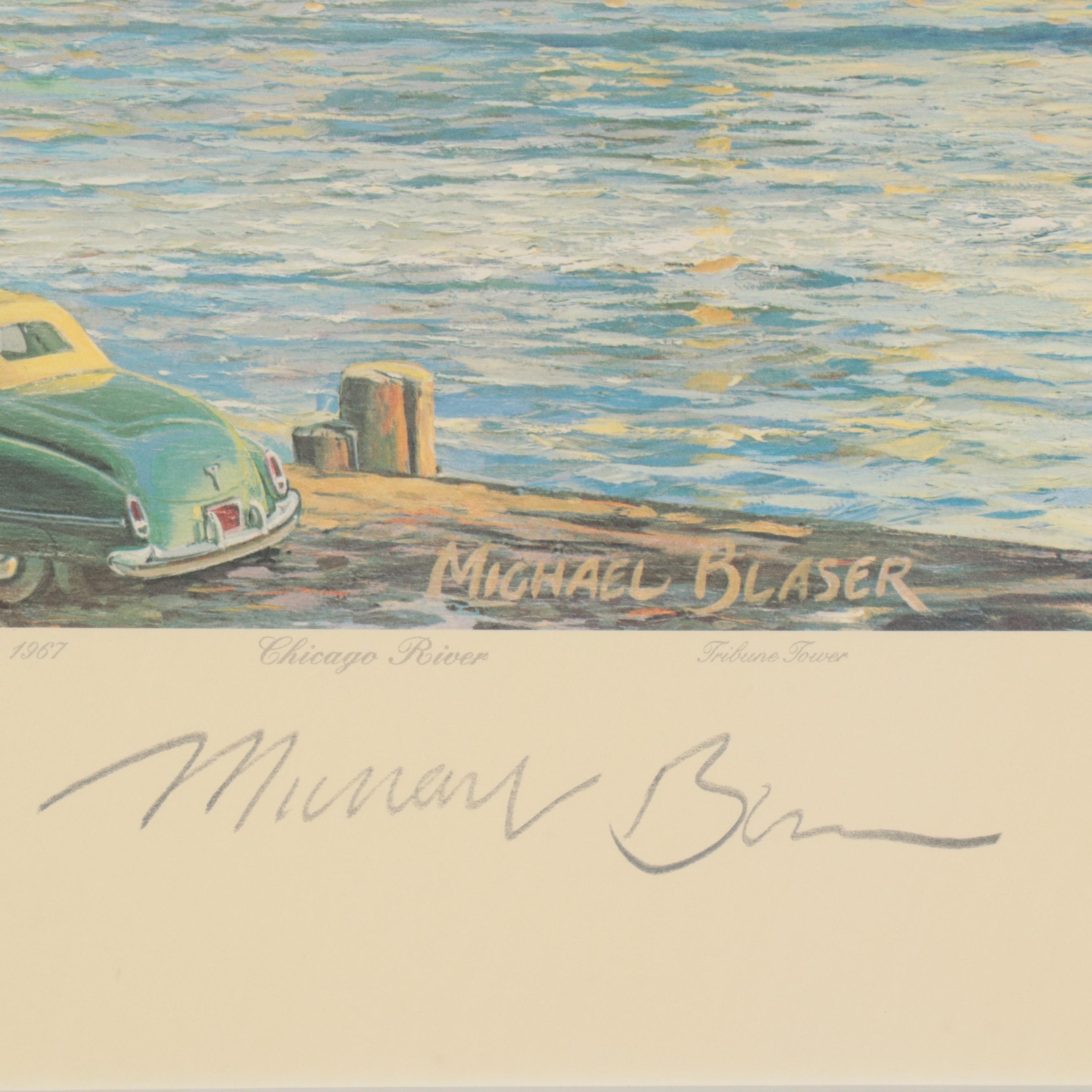 Michael Blaser Offset Lithograph "Port of Chicago," Late 20th Century