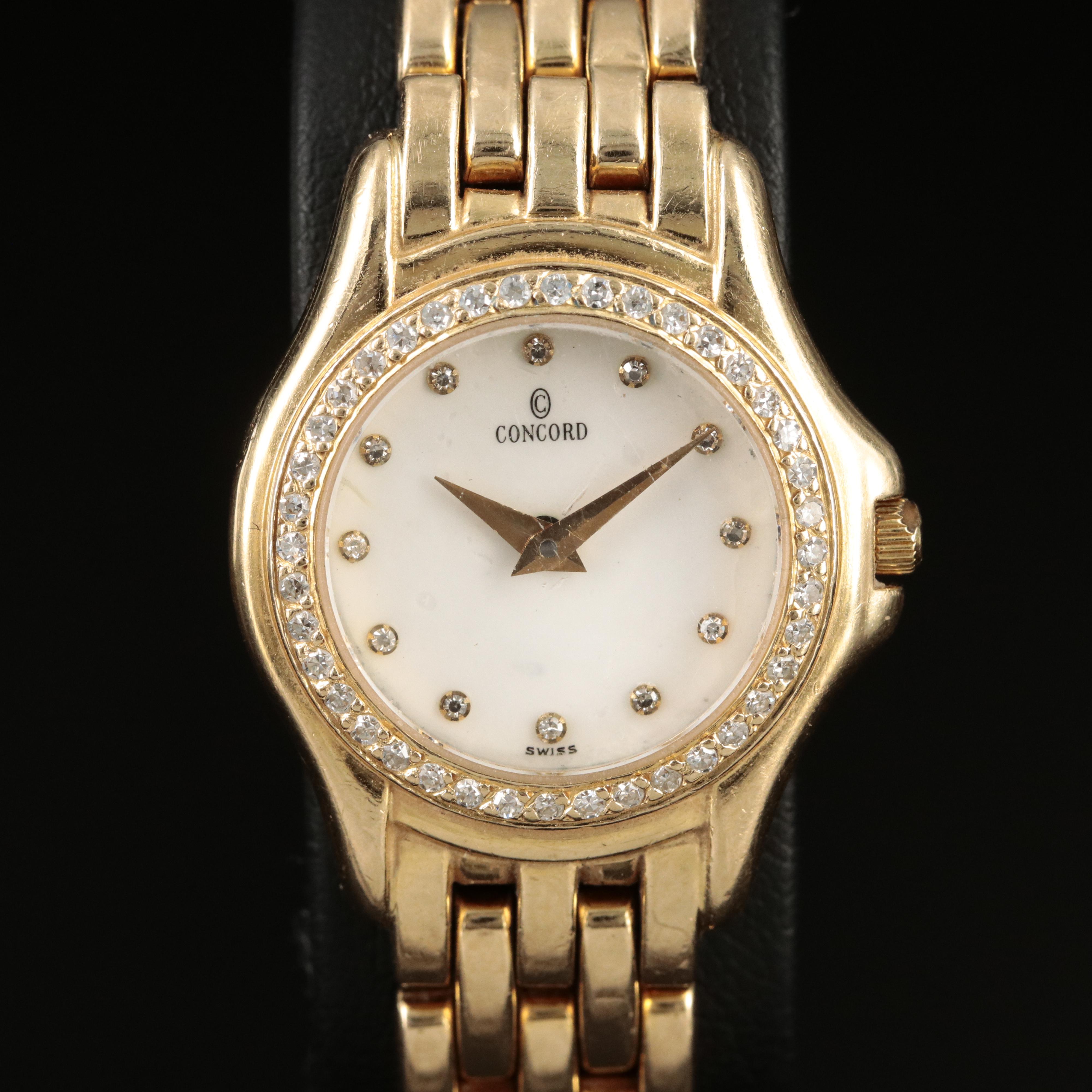 14K Concord Mother-of-Pearl, Diamond Dial and Bezel Watch