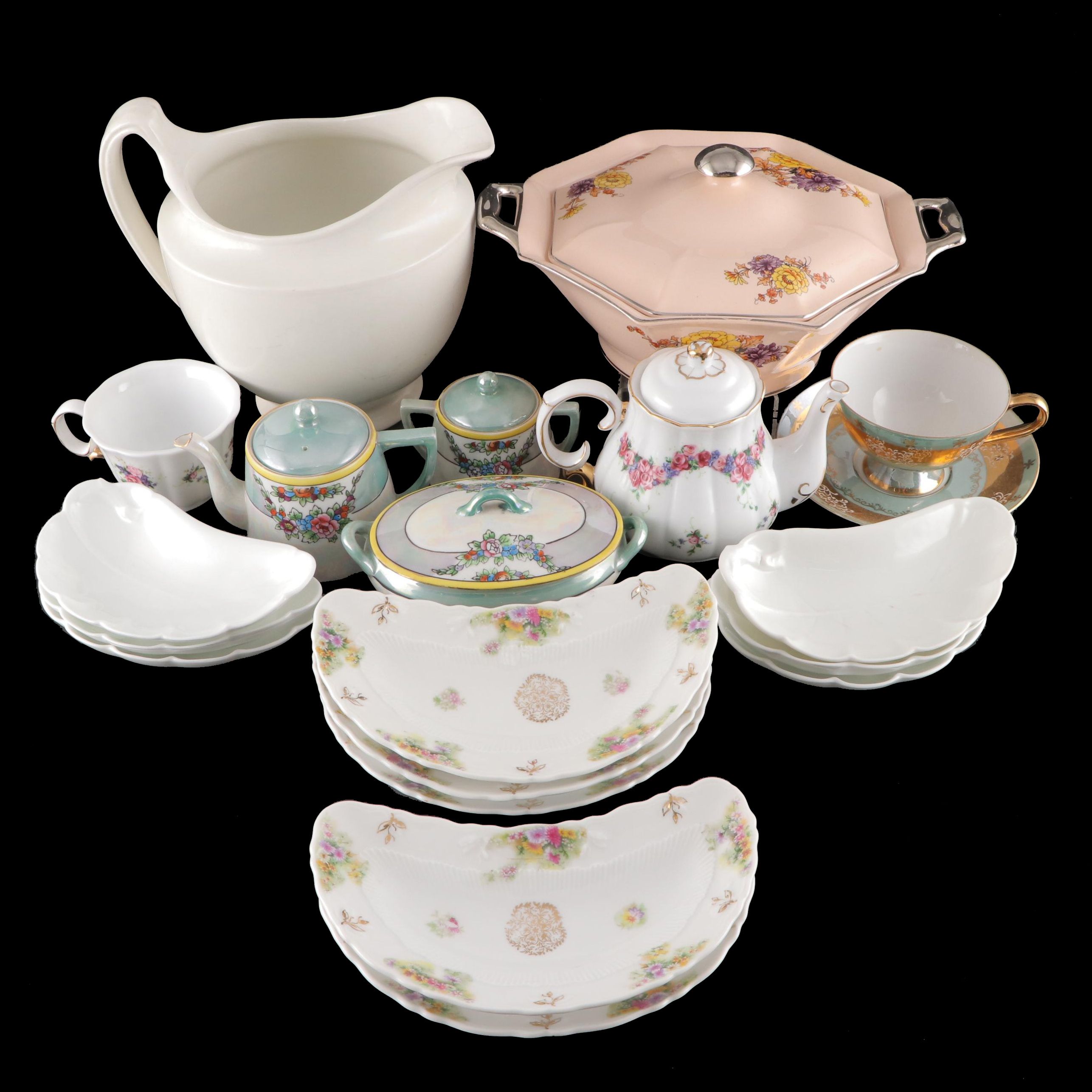Noritake Luster Glazed Tea Set with Other Porcelain and Ceramic Tableware