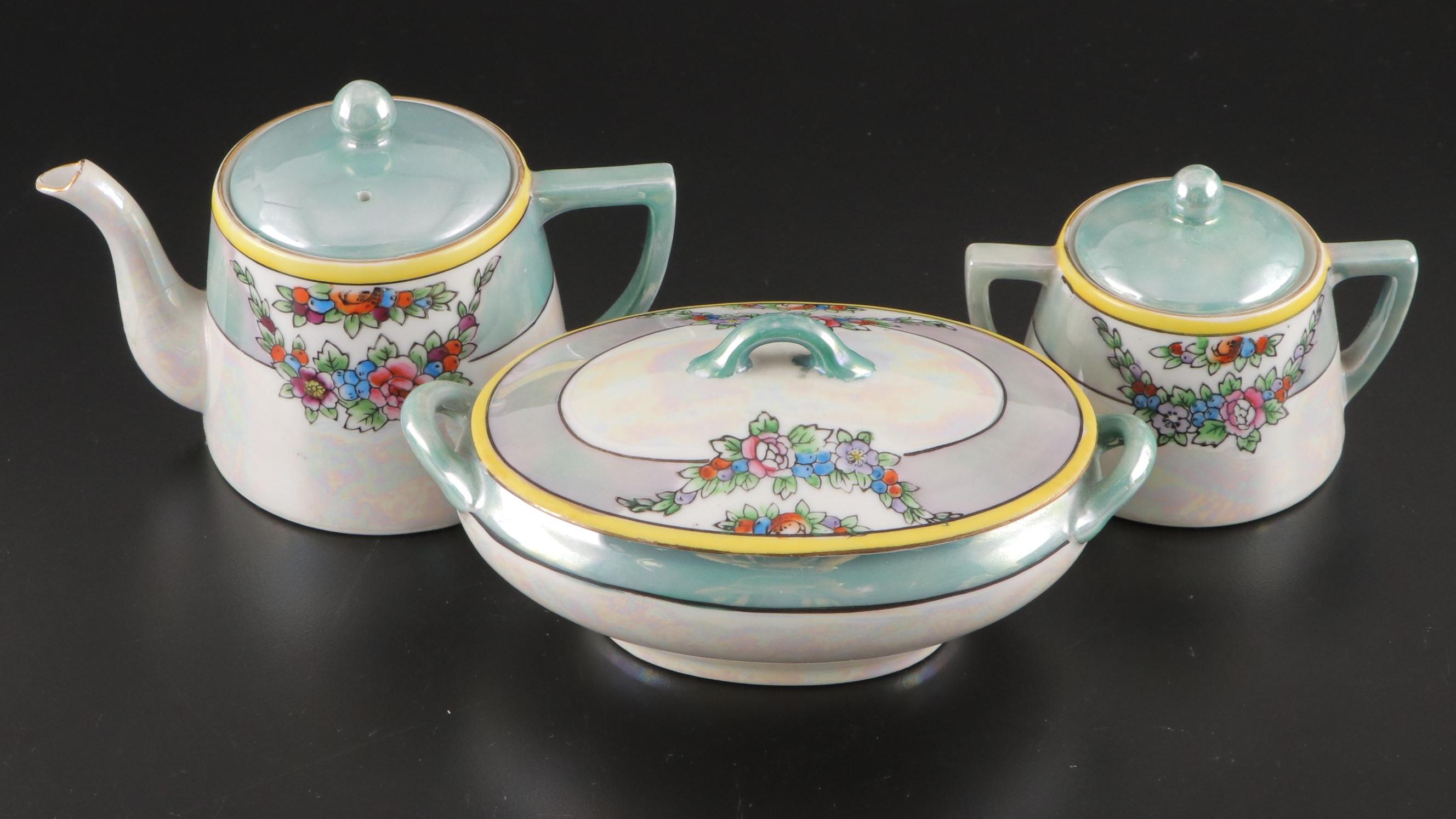 Noritake Luster Glazed Tea Set with Other Porcelain and Ceramic Tableware