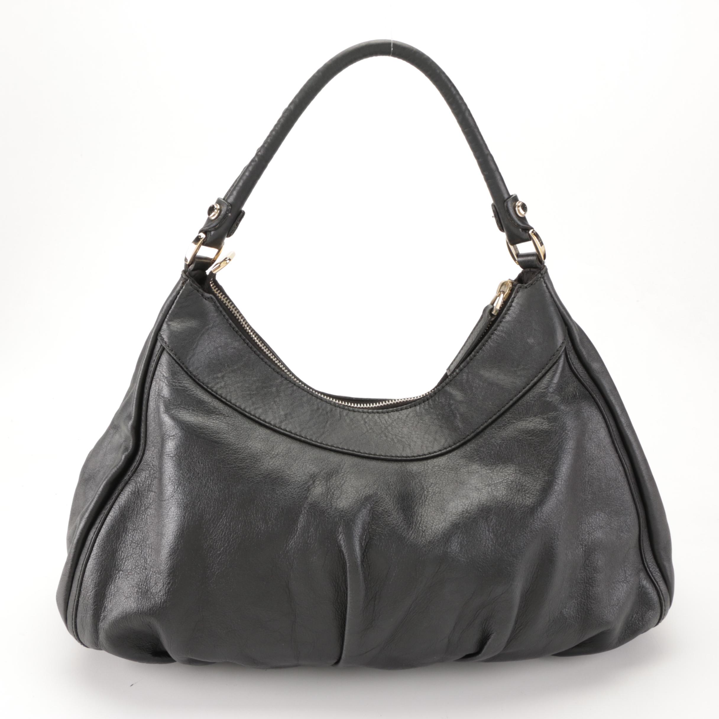 Gucci Abbey D-Ring Hobo Bag in Black Calfskin Leather