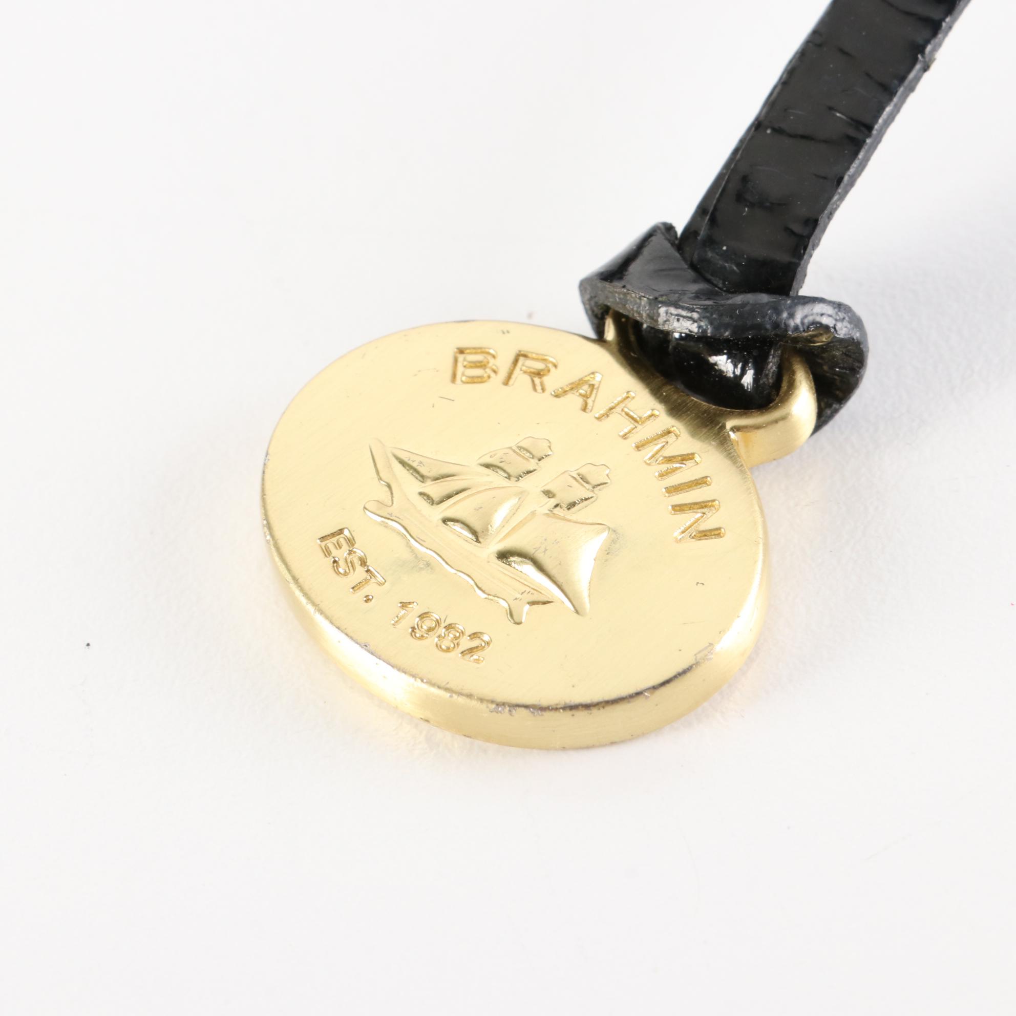 Brahmin Tote Bag in Black Croc-Embossed Leather