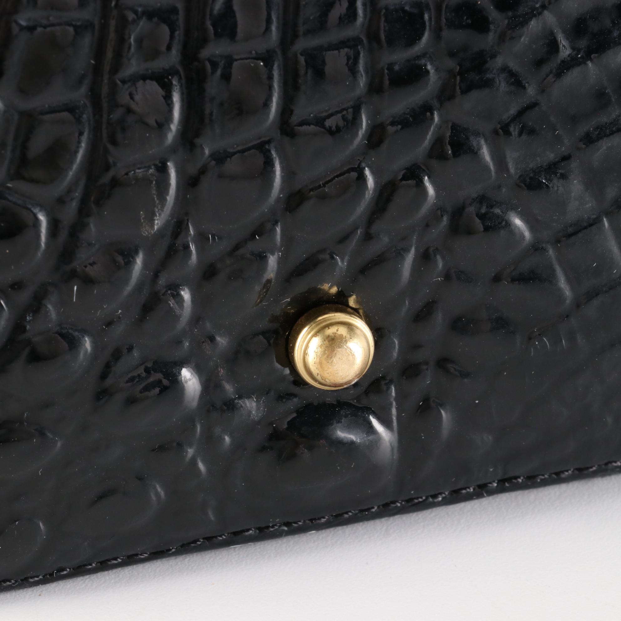 Brahmin Tote Bag in Black Croc-Embossed Leather