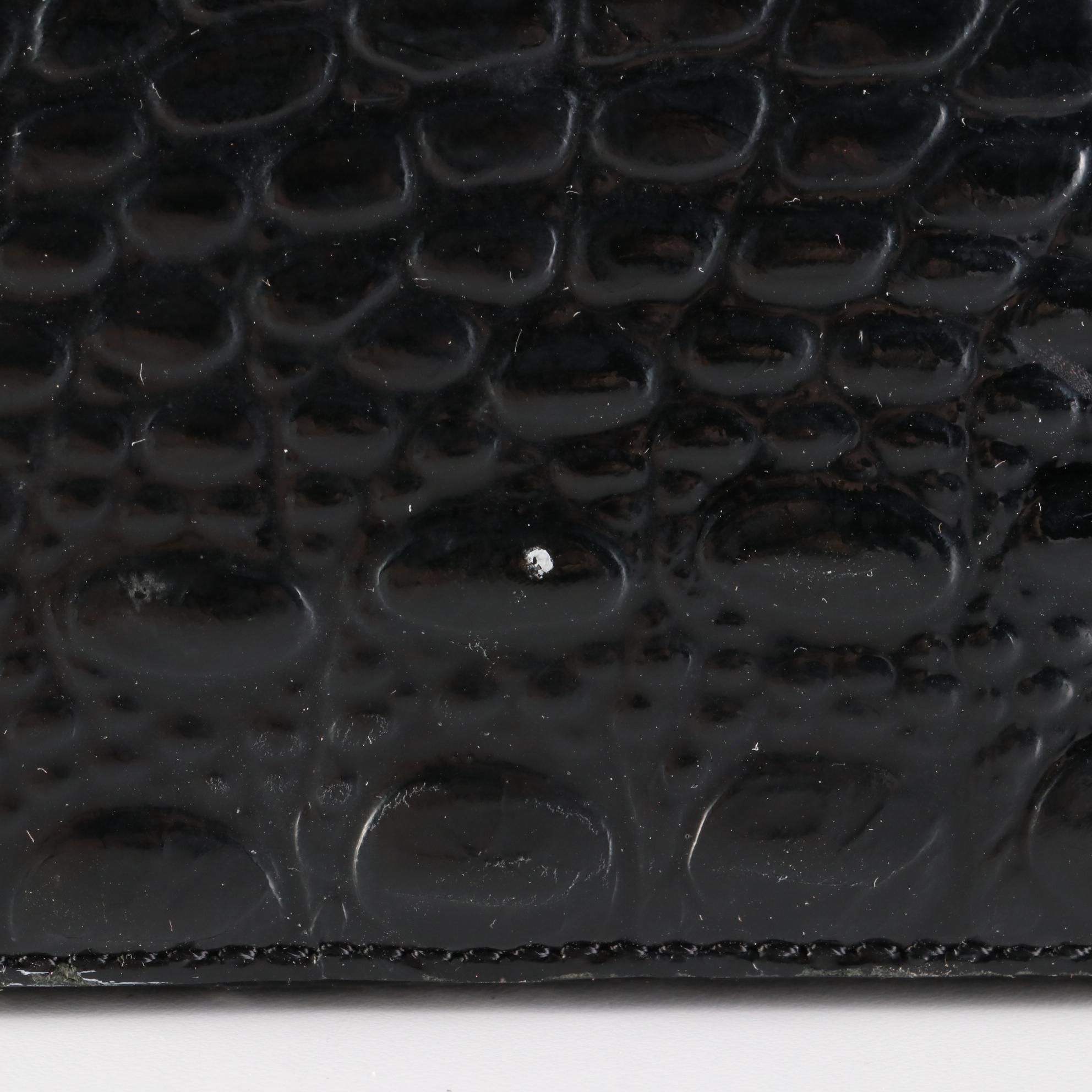Brahmin Tote Bag in Black Croc-Embossed Leather