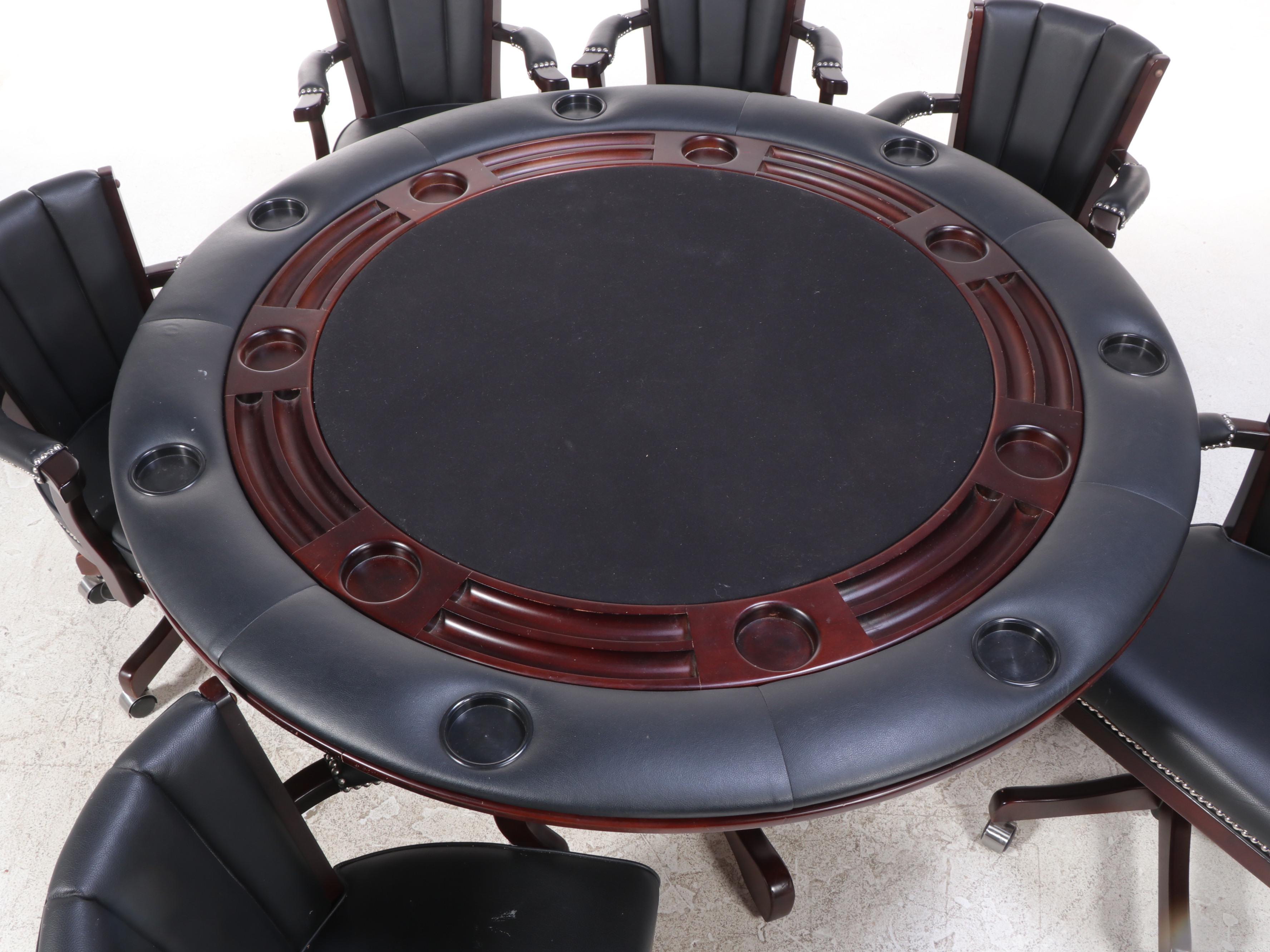 Seven-Piece Beach Mfg. Reversible-Top Dining/Gaming Set with Poker Accessories