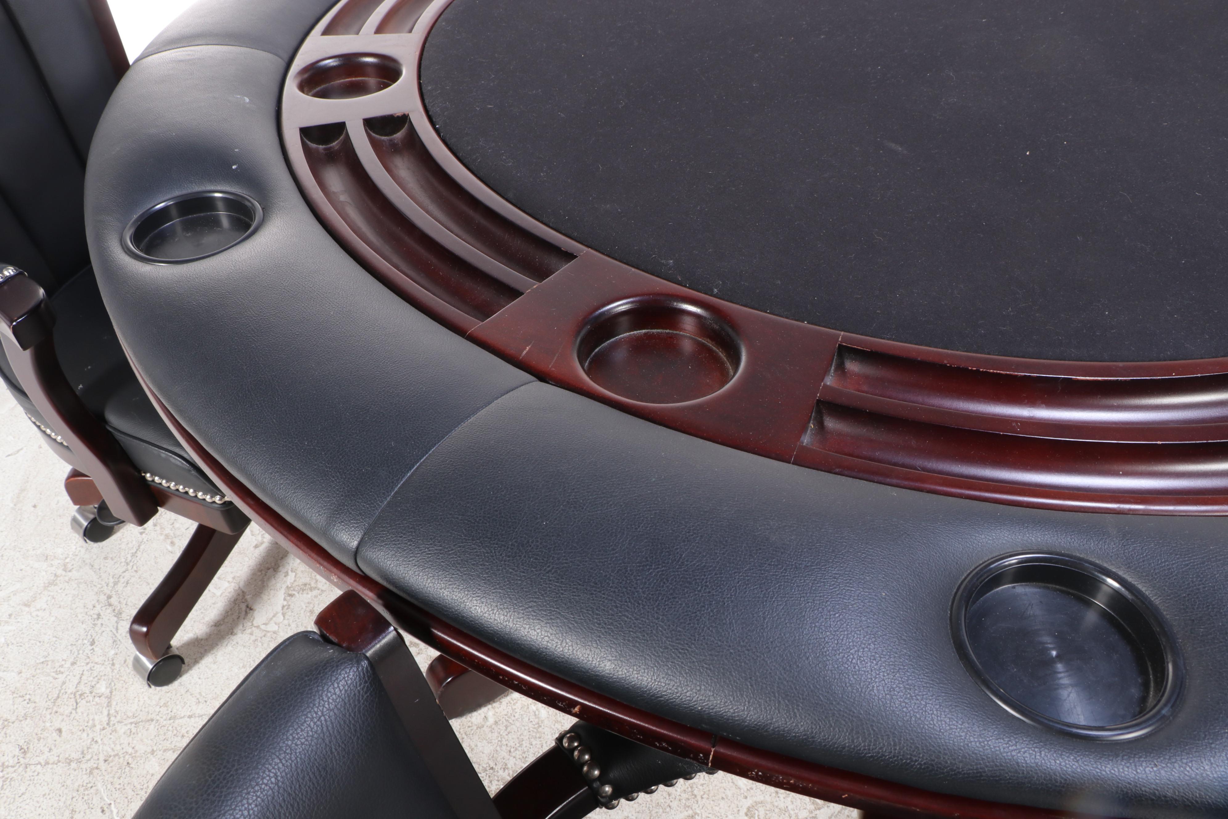 Seven-Piece Beach Mfg. Reversible-Top Dining/Gaming Set with Poker Accessories