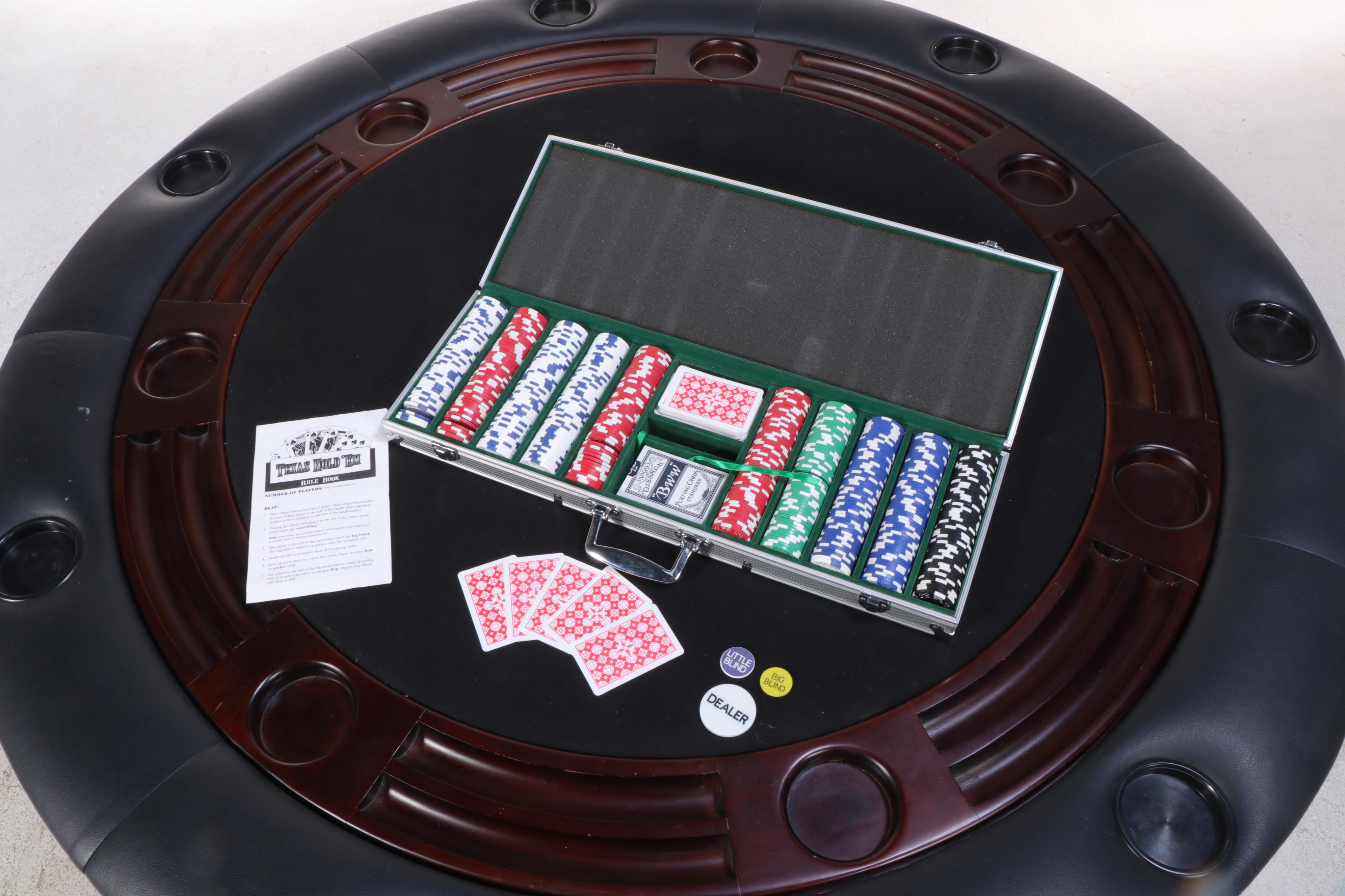 Seven-Piece Beach Mfg. Reversible-Top Dining/Gaming Set with Poker Accessories