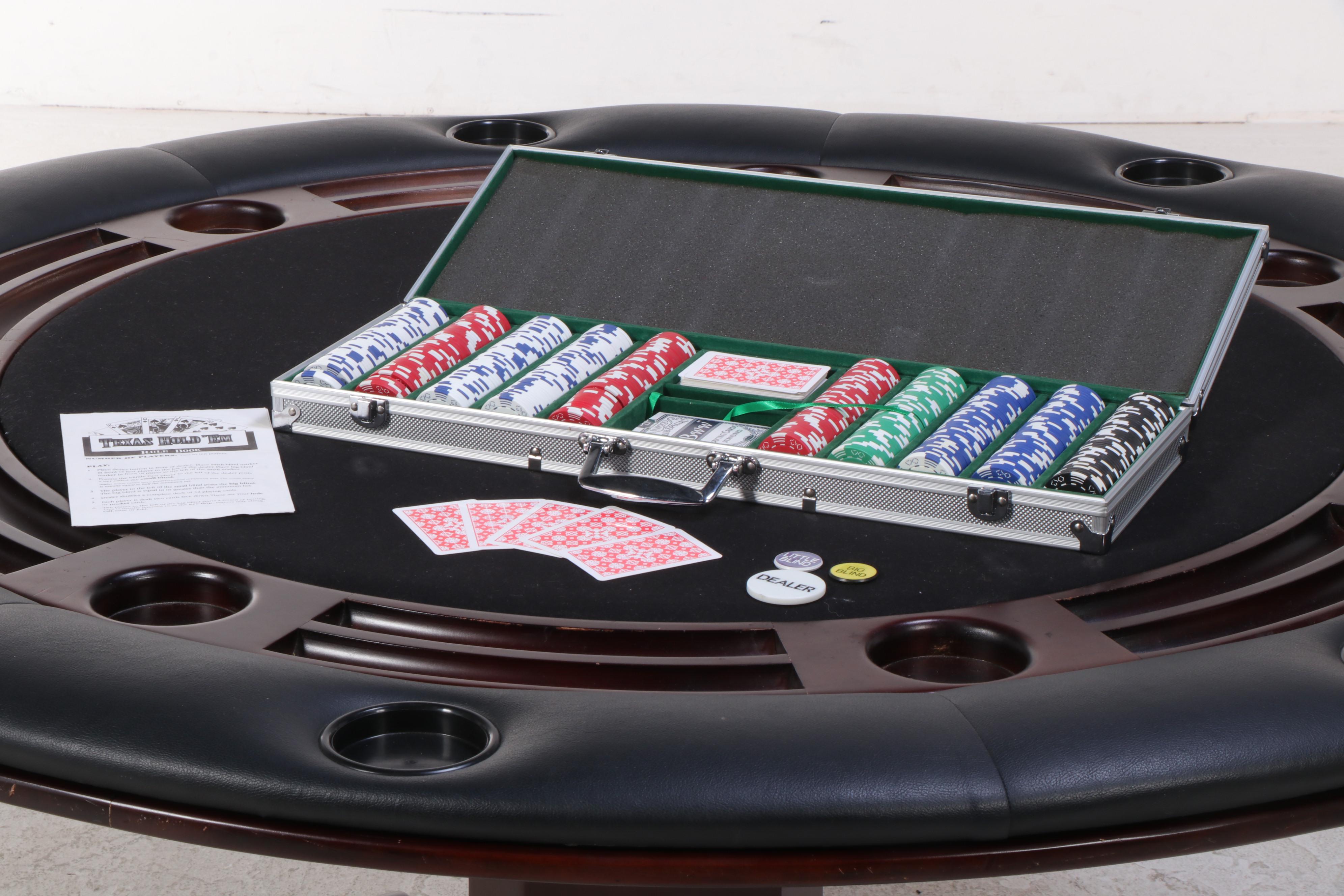 Seven-Piece Beach Mfg. Reversible-Top Dining/Gaming Set with Poker Accessories