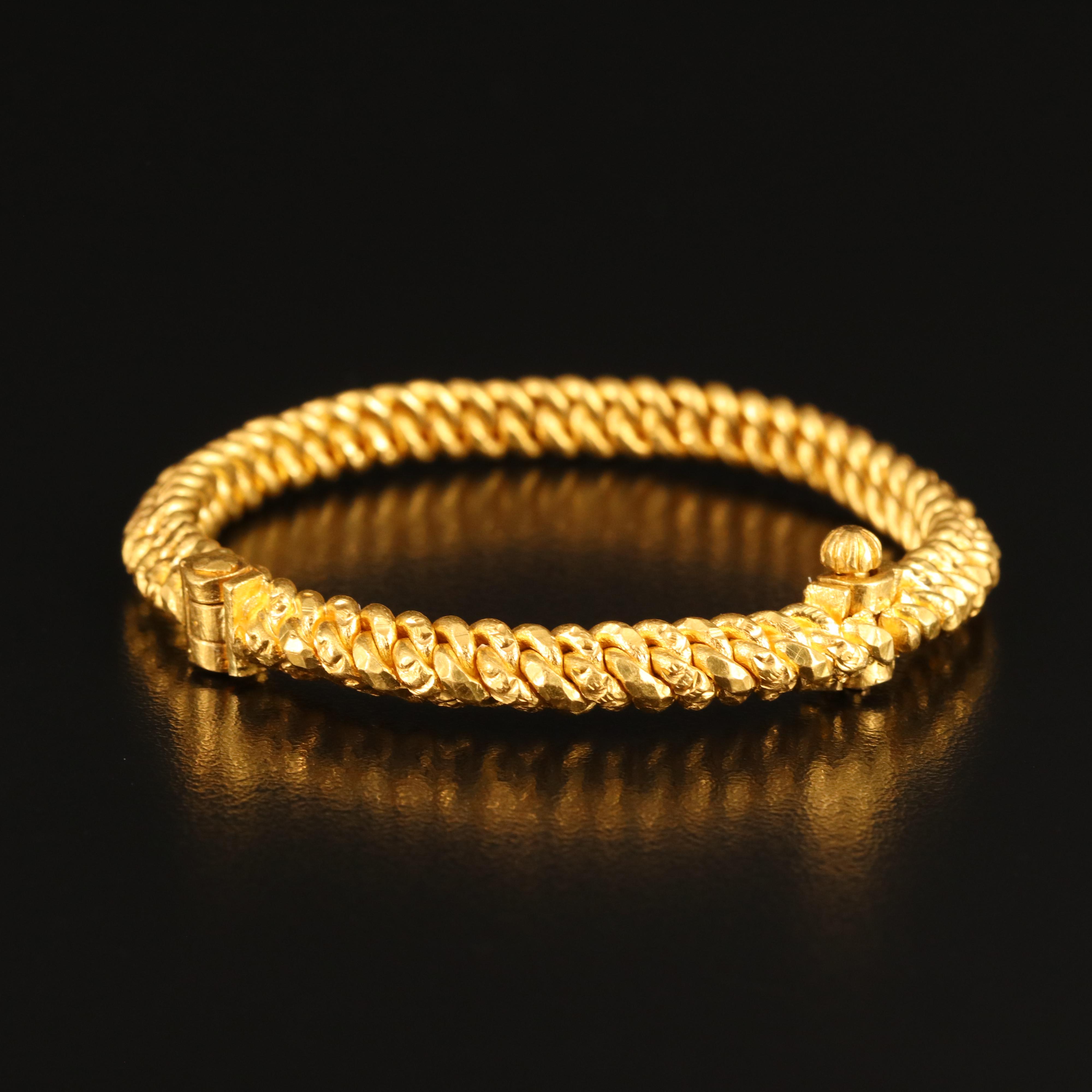 22K Curb Chain Hinged Bangle