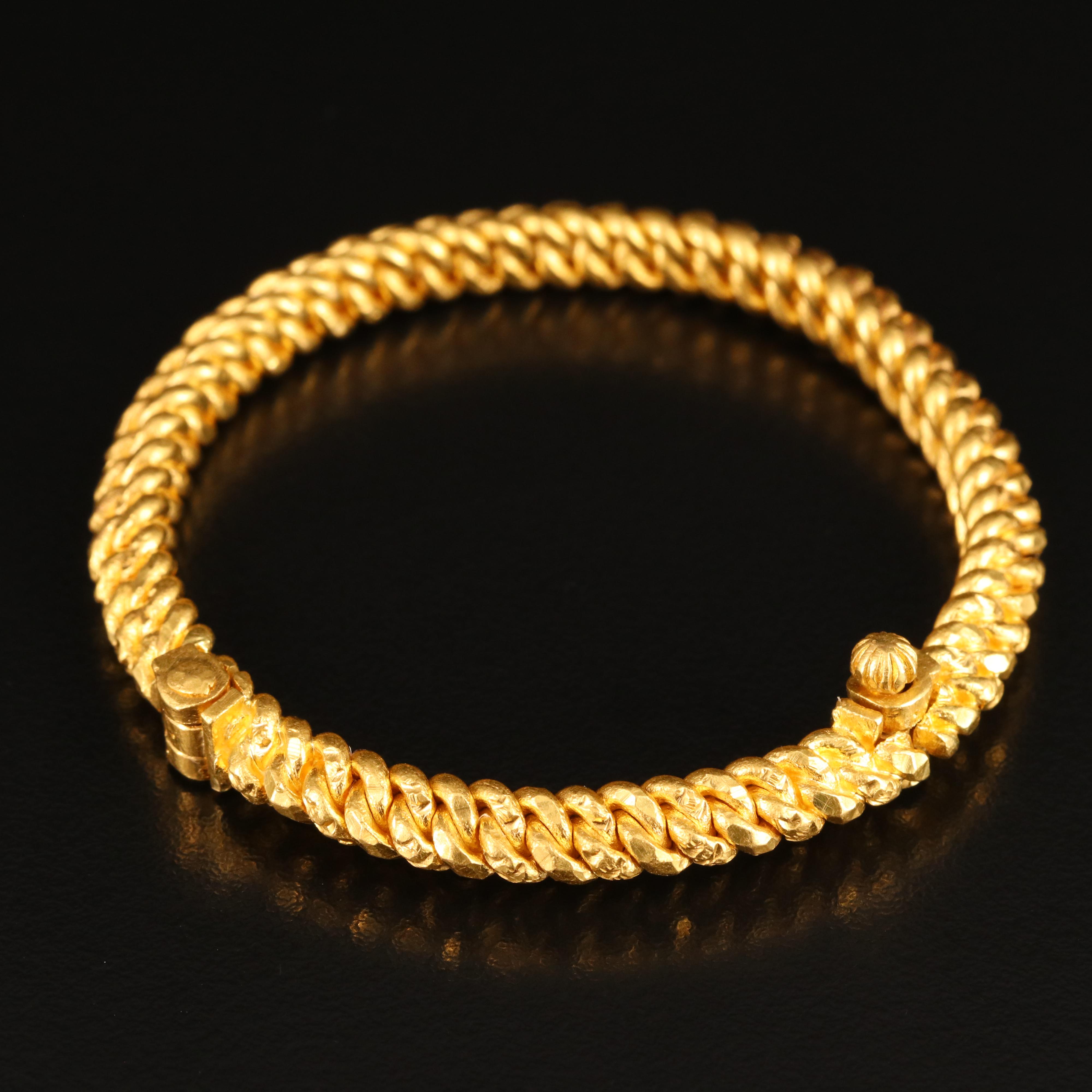 22K Curb Chain Hinged Bangle
