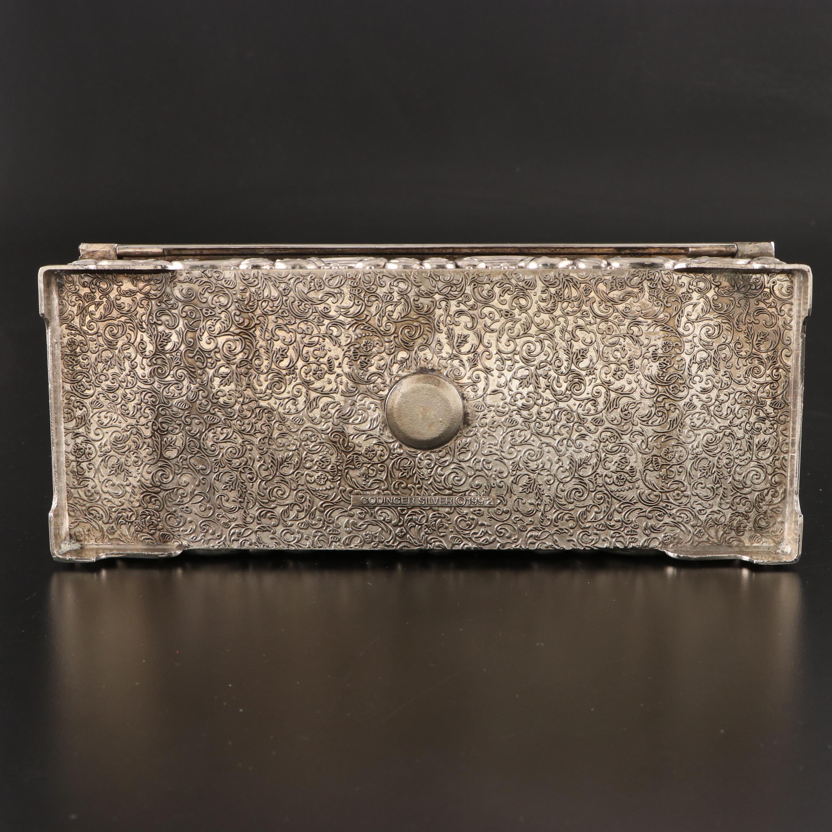 Godinger Silver Company Floral Repoussé Silver Plate Jewelry Box
