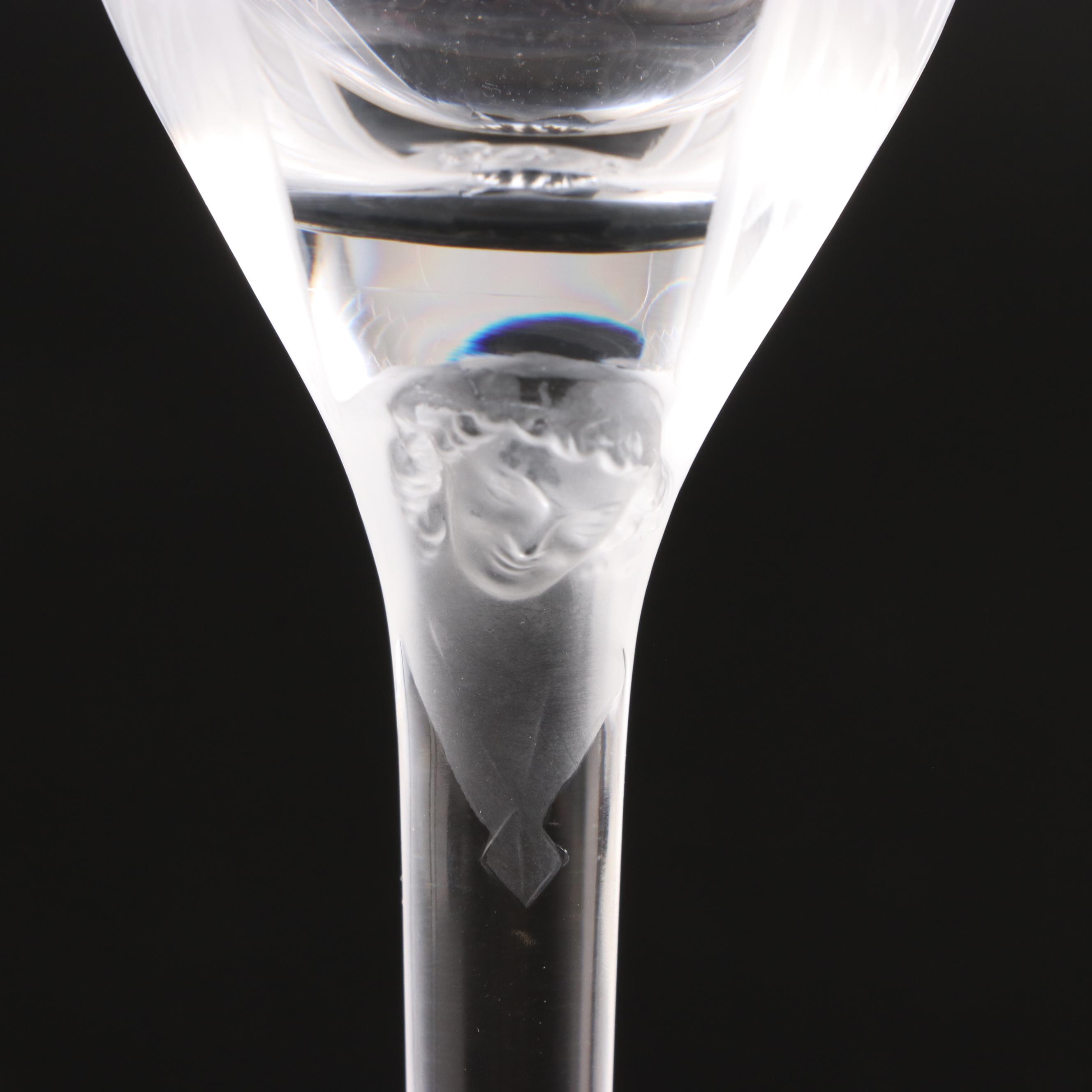 Lalique Angel Wing Champagne Flutes, Mid to Late 20th Century