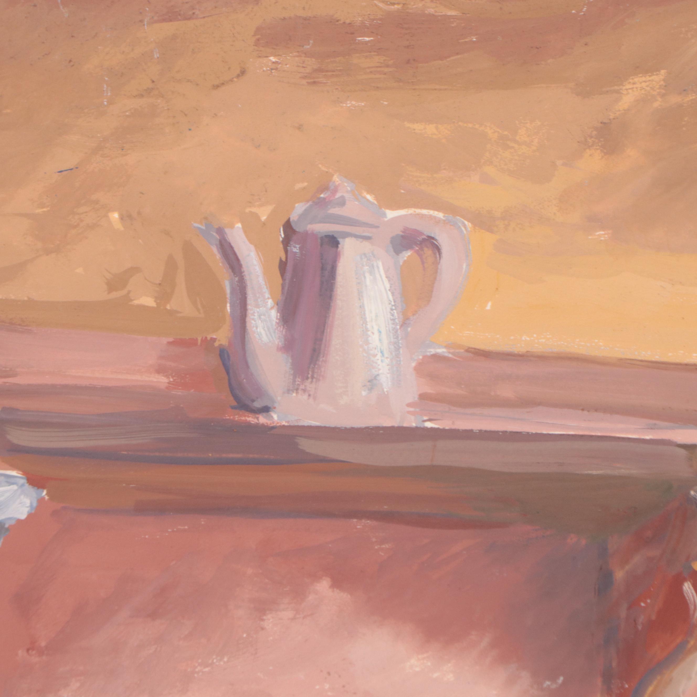 Dan Burne Jones Gouache Painting of Thomas Wolfe House Interior, 1952