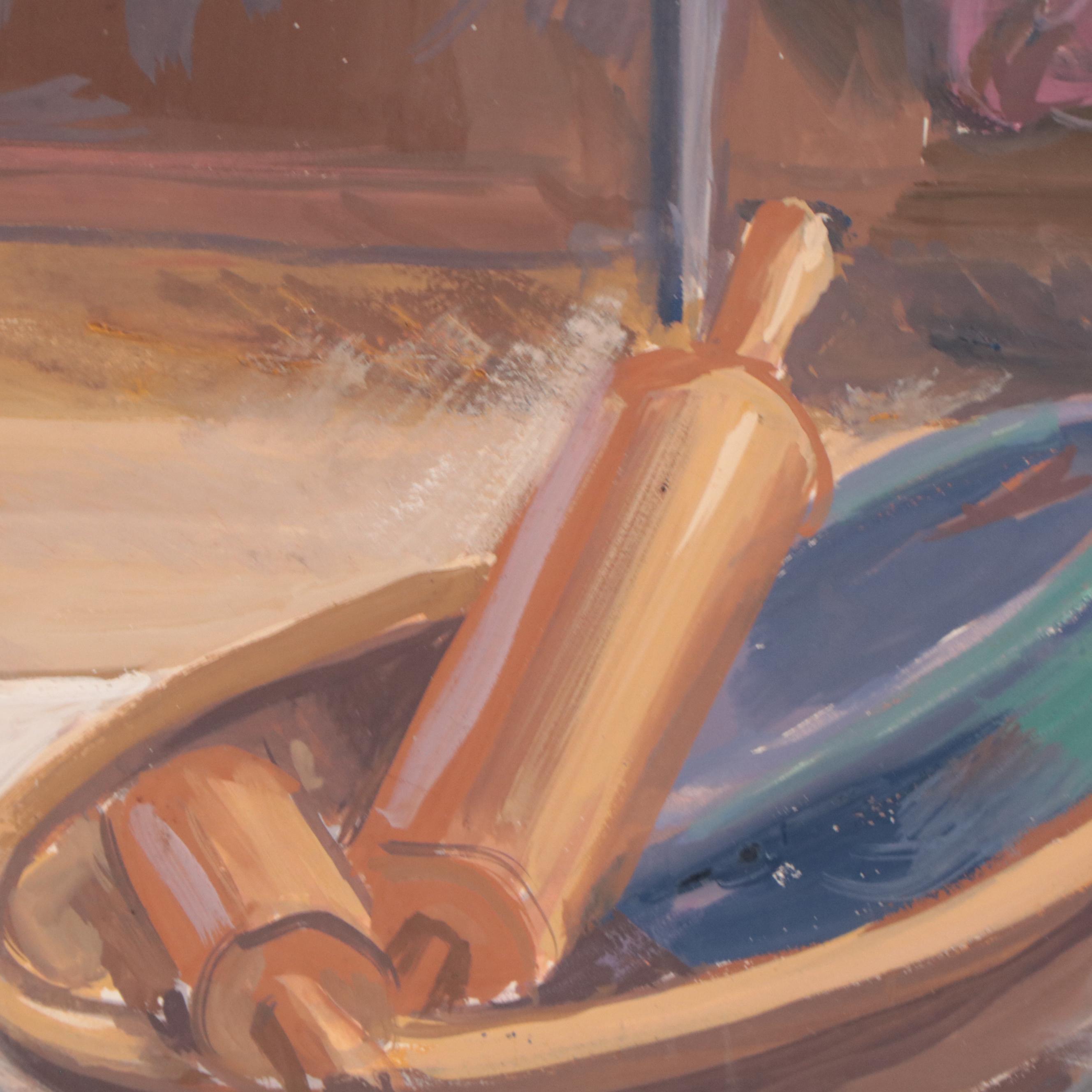 Dan Burne Jones Gouache Painting of Thomas Wolfe House Interior, 1952