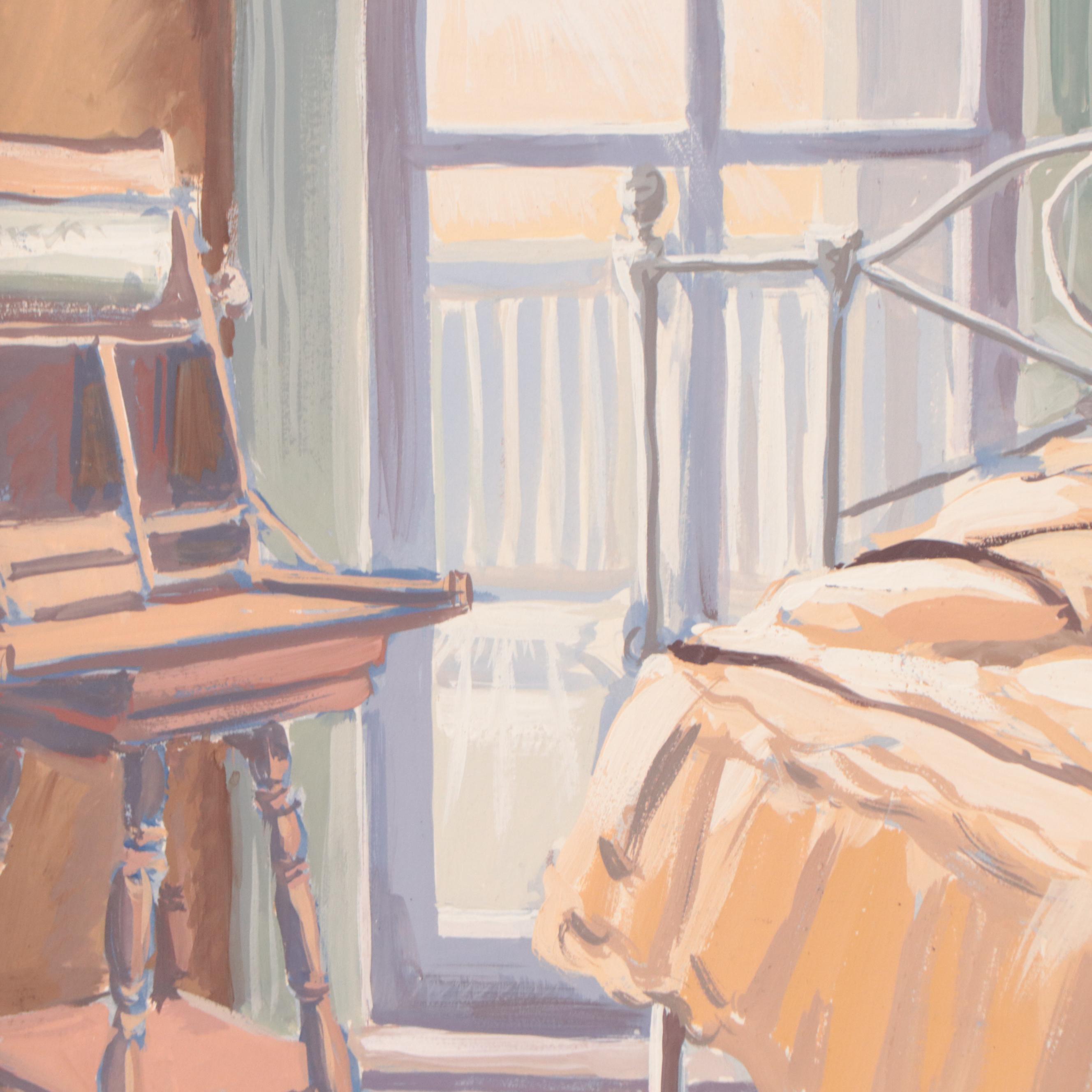 Dan Burne Jones Gouache Painting of Thomas Wolfe House Interior, 1952