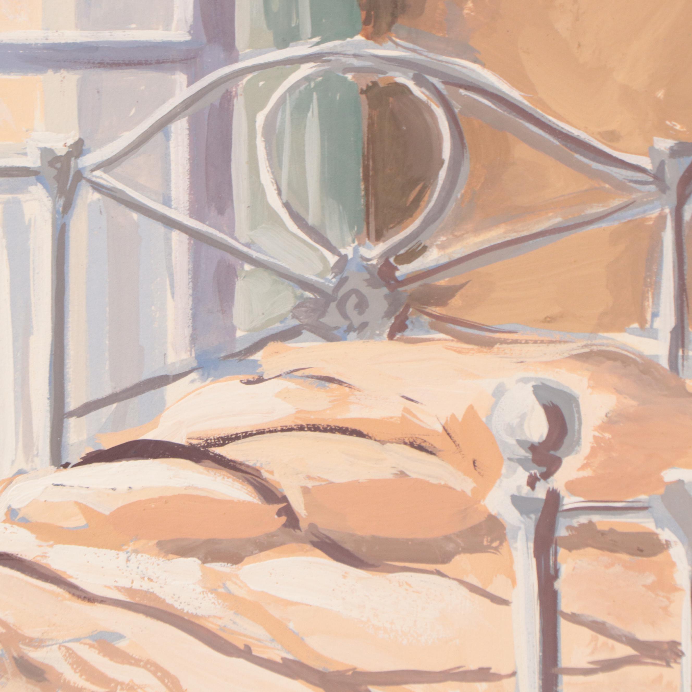 Dan Burne Jones Gouache Painting of Thomas Wolfe House Interior, 1952