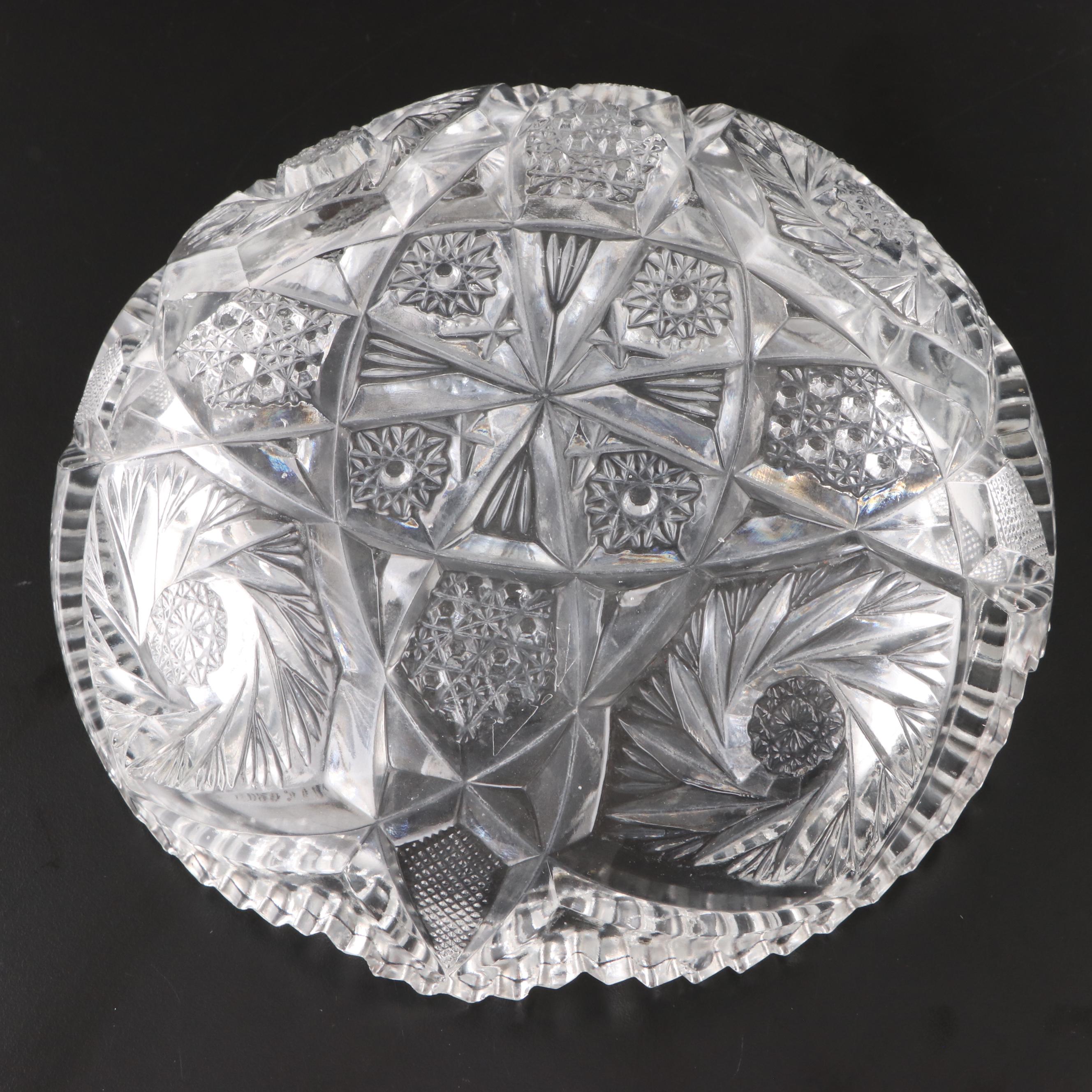 American Brilliant Style Cut Glass Compote with Cut Glass and Crystal Containers