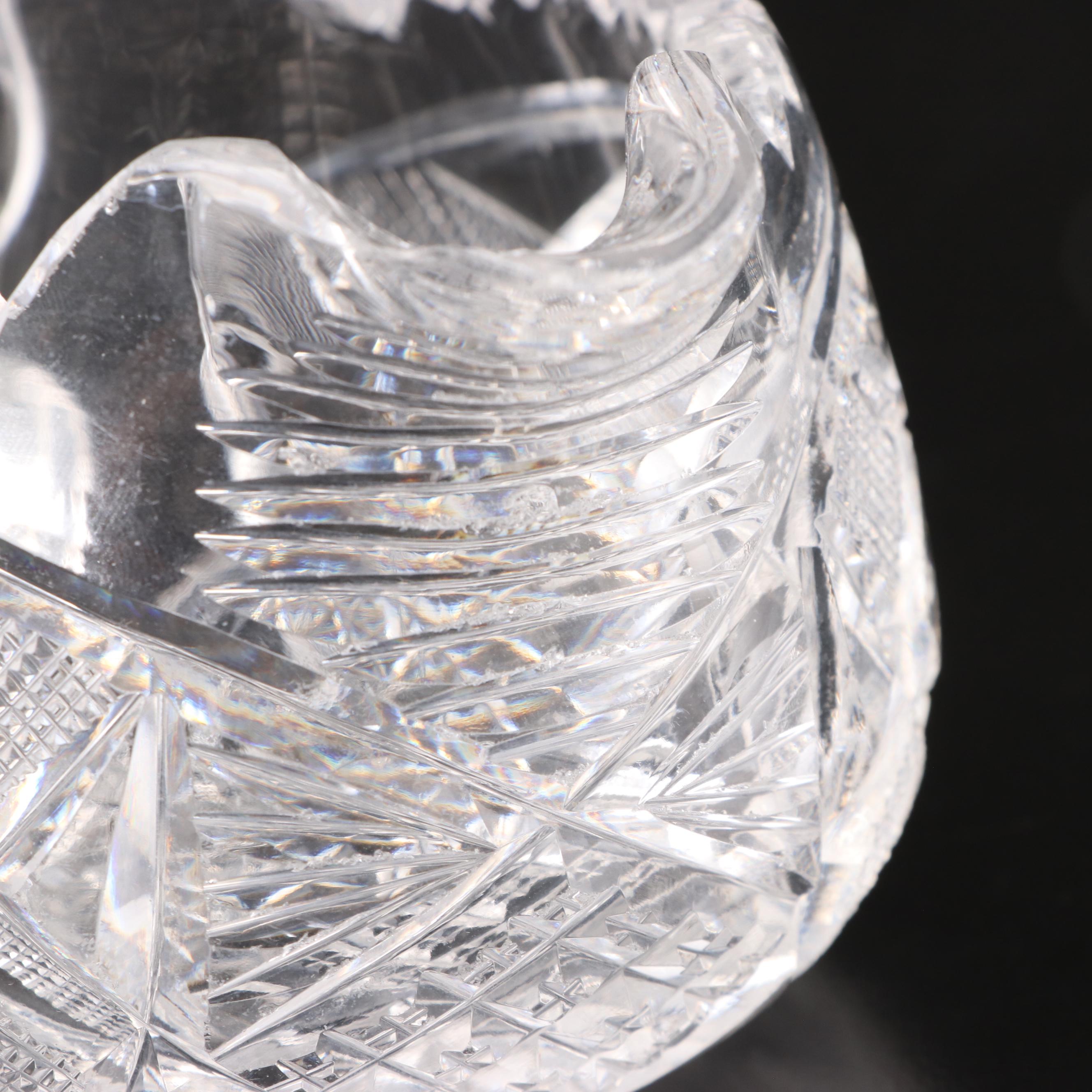 American Brilliant Style Cut Glass Compote with Cut Glass and Crystal Containers