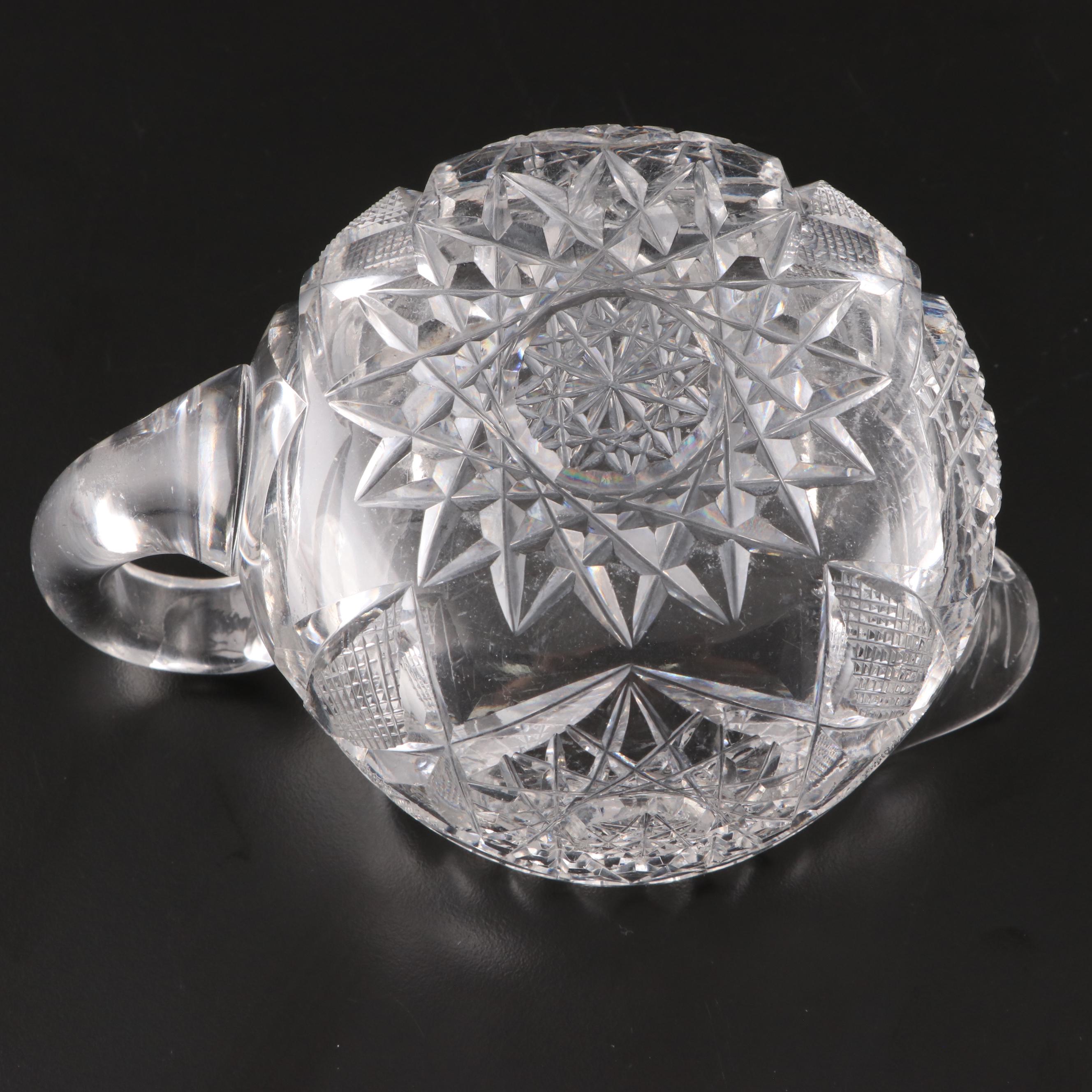 American Brilliant Style Cut Glass Compote with Cut Glass and Crystal Containers