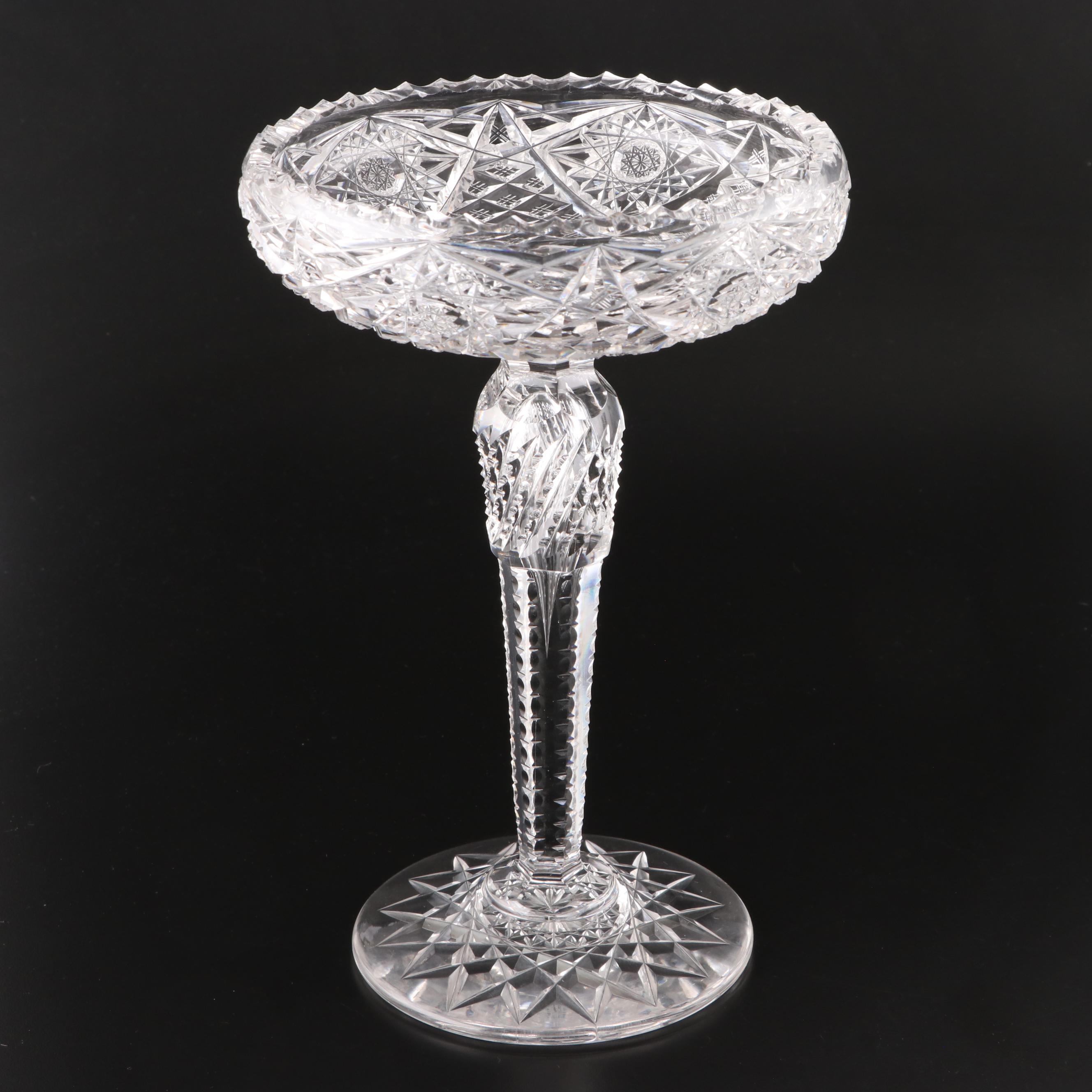 American Brilliant Style Cut Glass Compote with Cut Glass and Crystal Containers