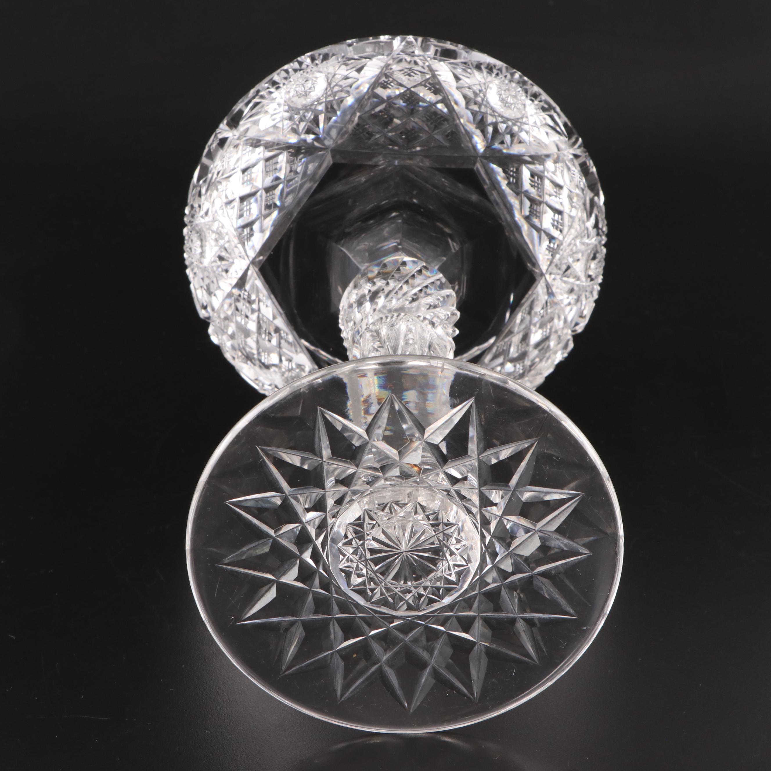 American Brilliant Style Cut Glass Compote with Cut Glass and Crystal Containers