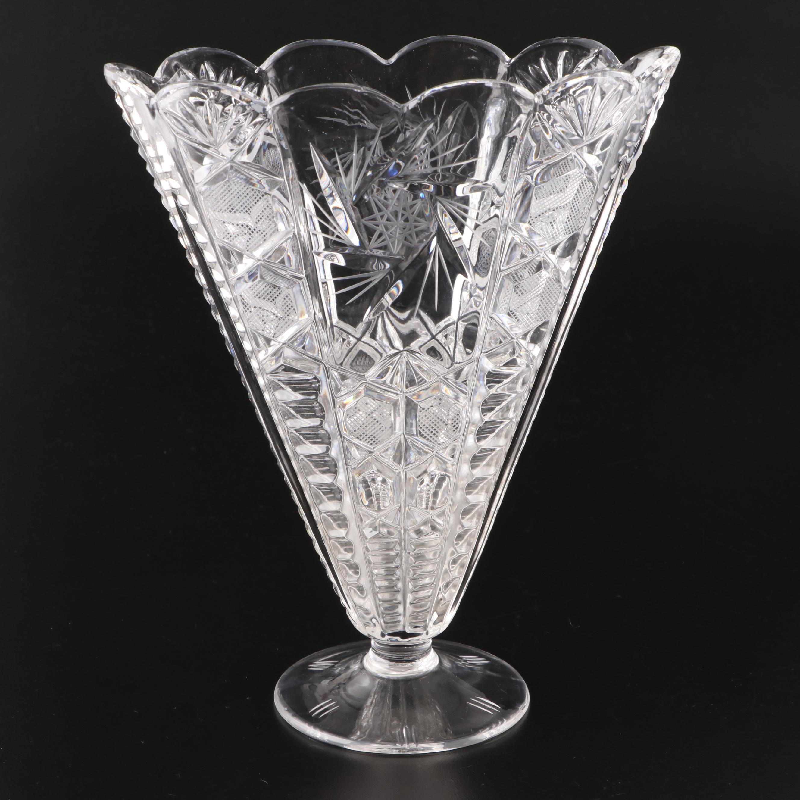 American Brilliant Style Cut Glass Compote with Cut Glass and Crystal Containers