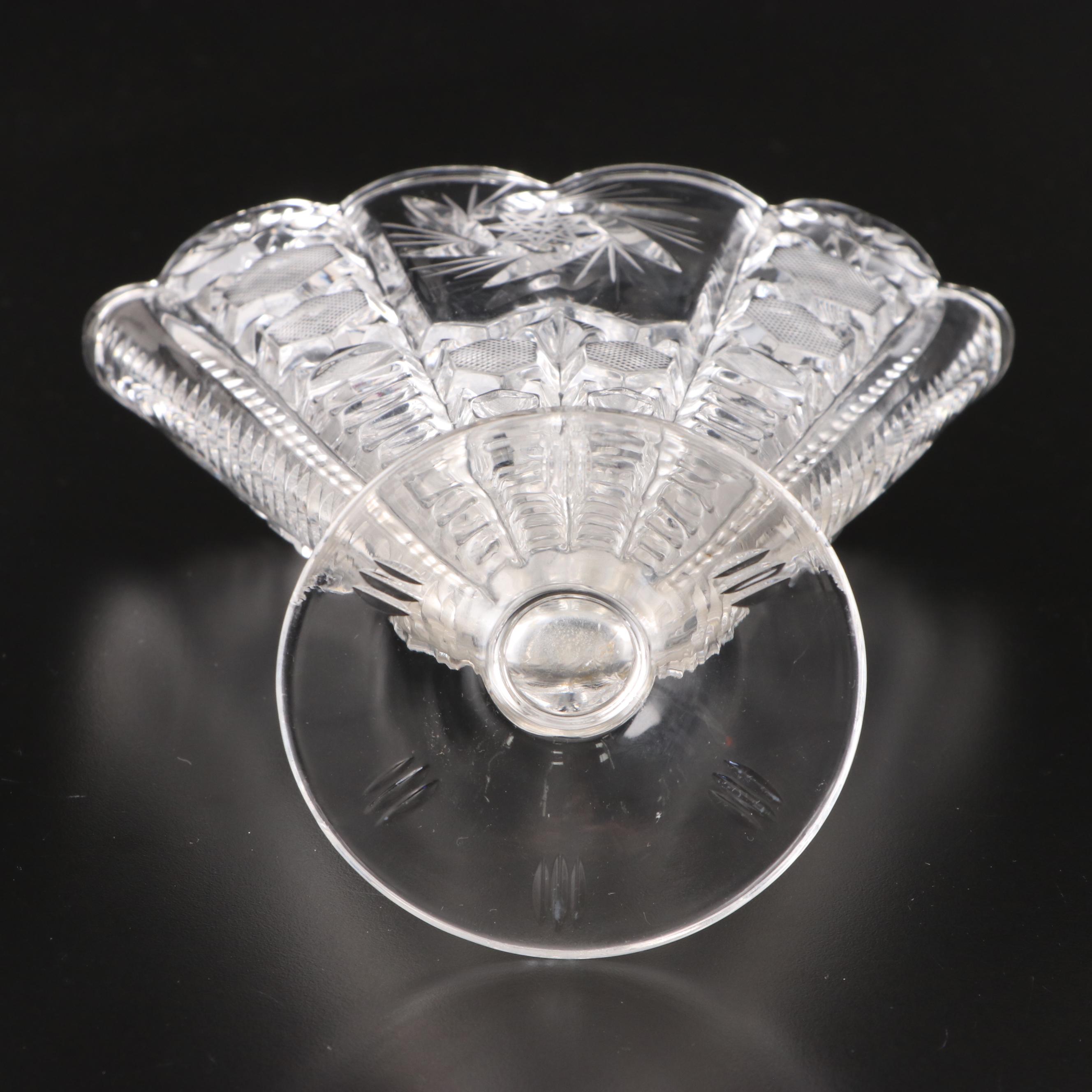American Brilliant Style Cut Glass Compote with Cut Glass and Crystal Containers