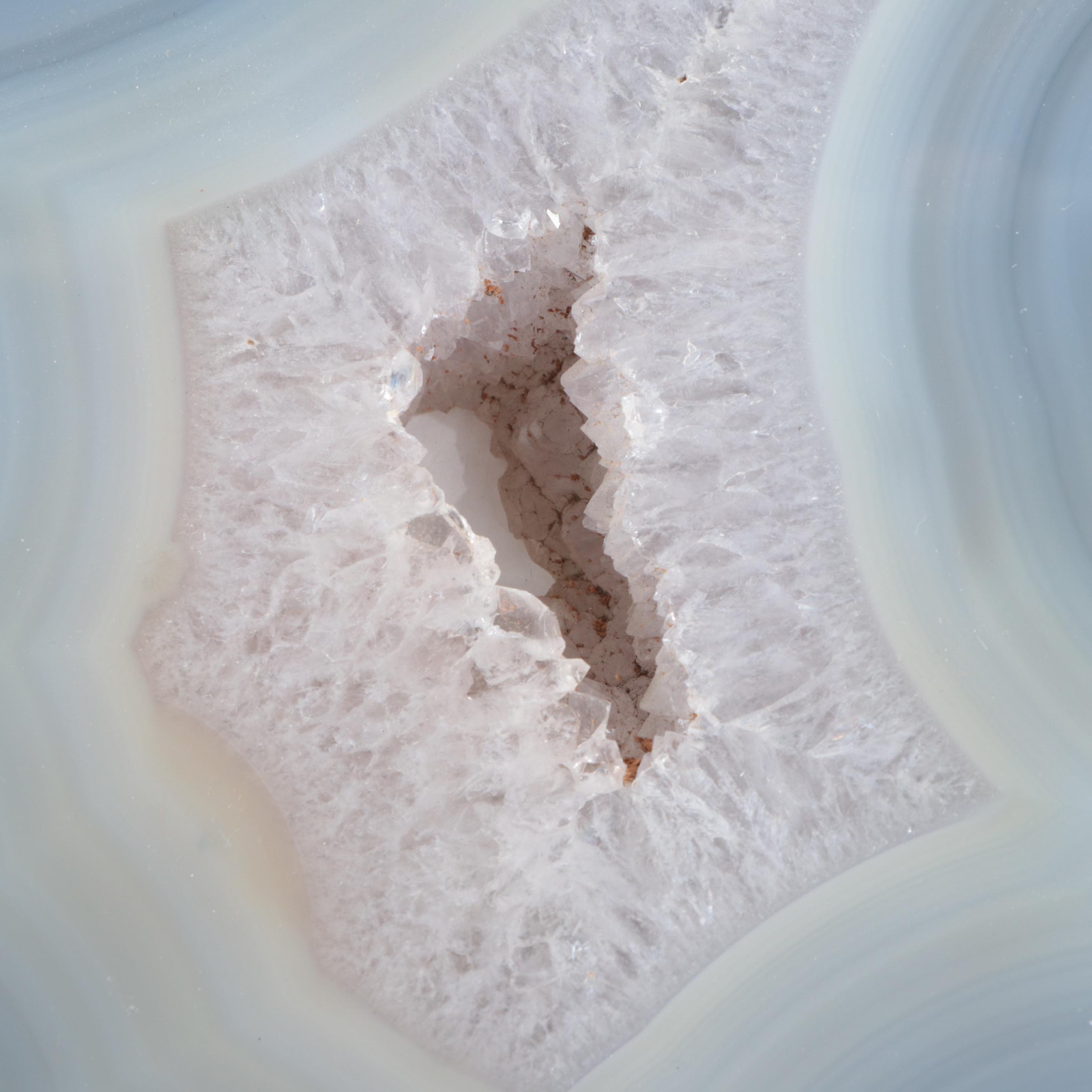 Cut and Polished Blue Banded Agate Geode Slice