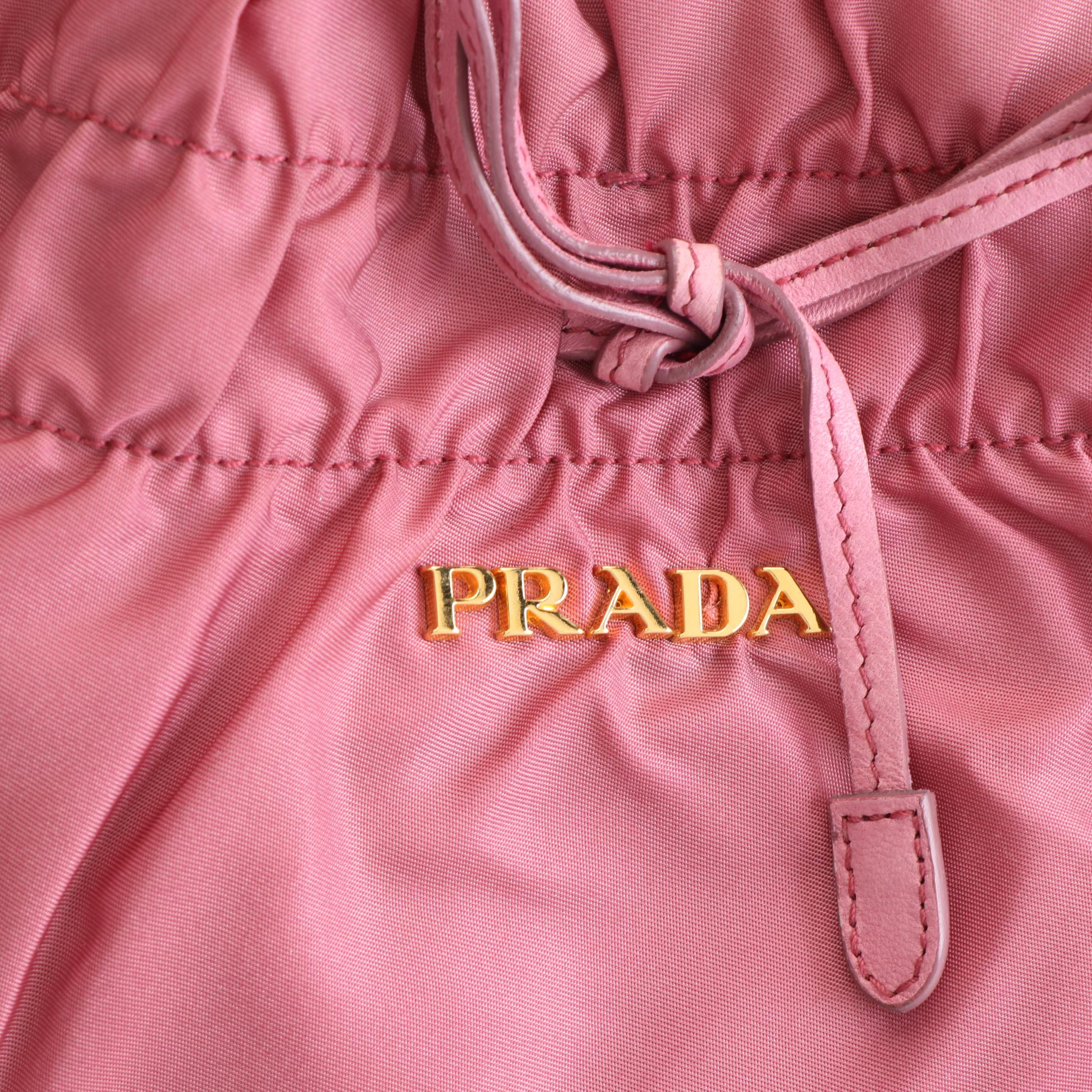 Prada Bauletto Bow Shoulder Bag in Tessuto Nylon with Leather Trim