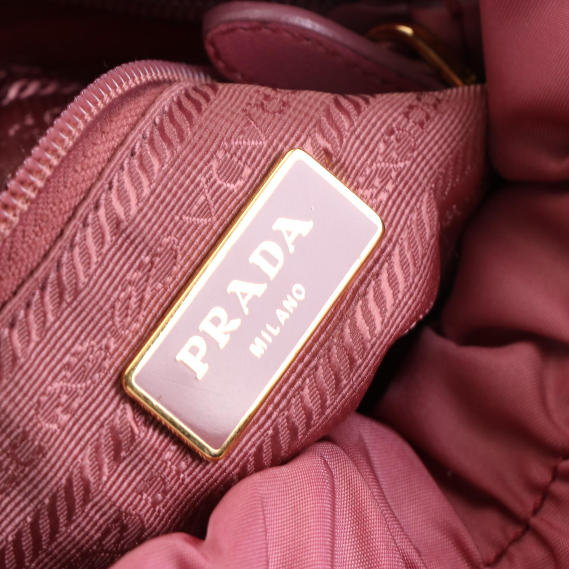 Prada Bauletto Bow Shoulder Bag in Tessuto Nylon with Leather Trim