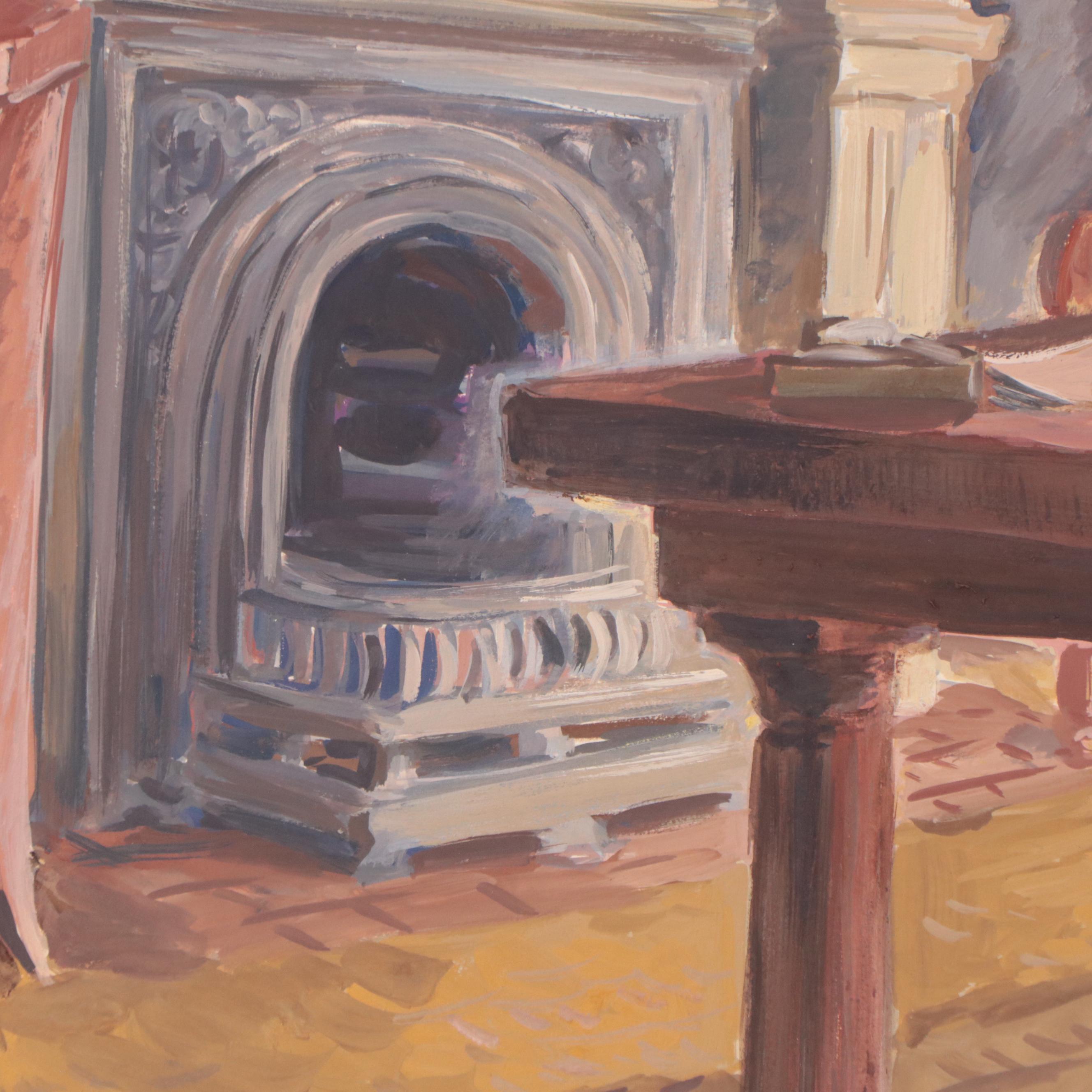 Dan Burne Jones Gouache Painting of Thomas Wolfe House Interior, 1952