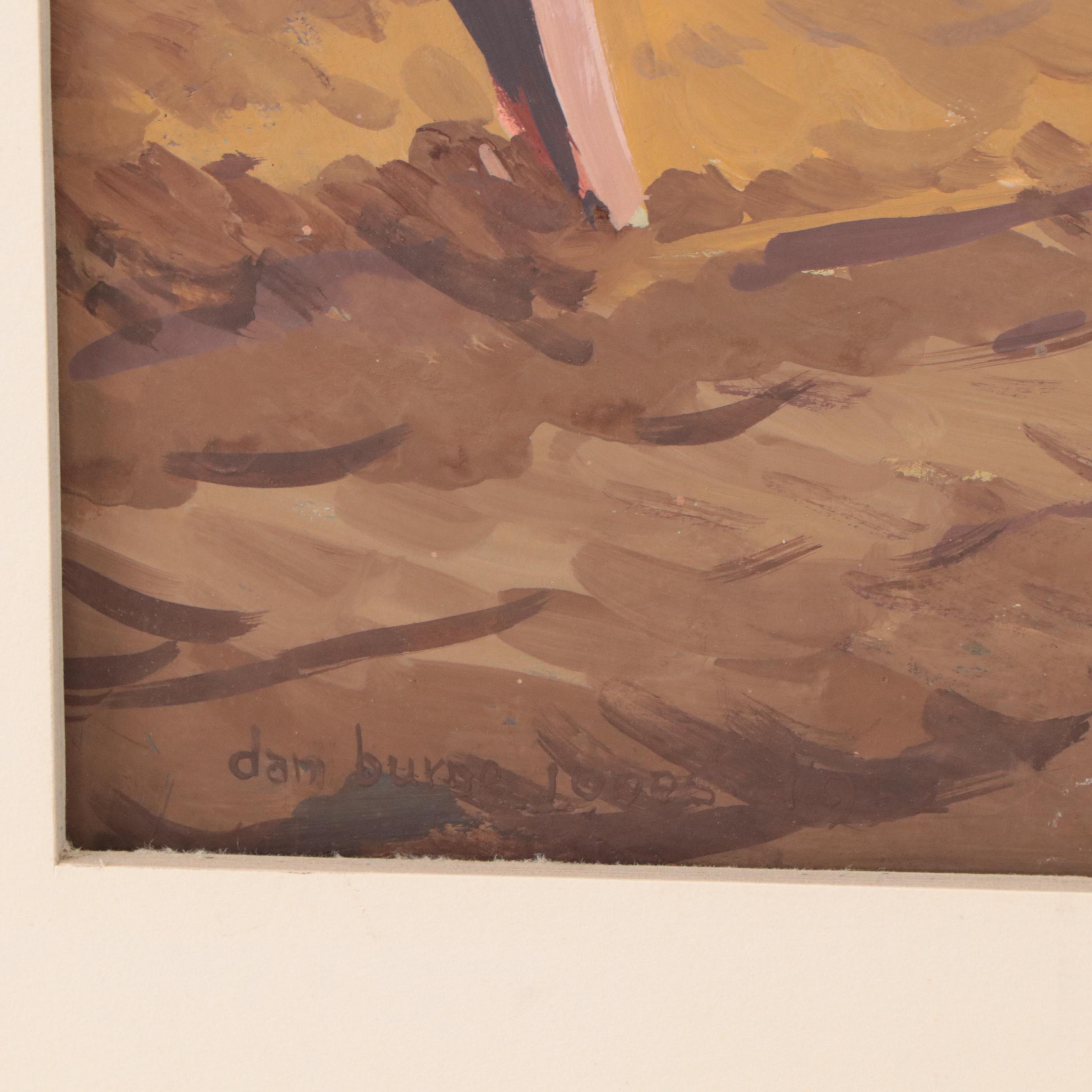 Dan Burne Jones Gouache Painting of Thomas Wolfe House Interior, 1952