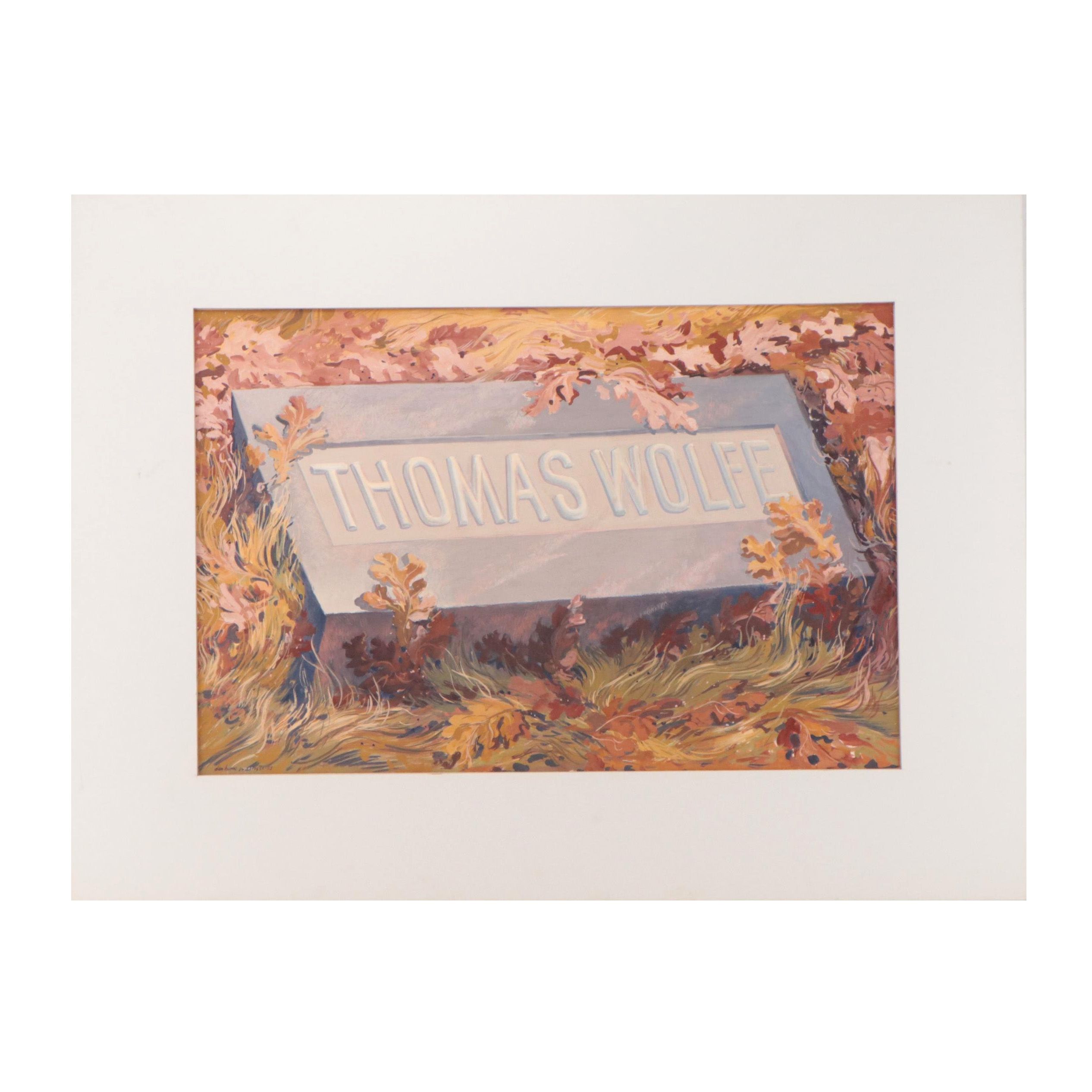 Dan Burne Jones Gouache Painting of Thomas Wolfe Memorial Monument, 1953