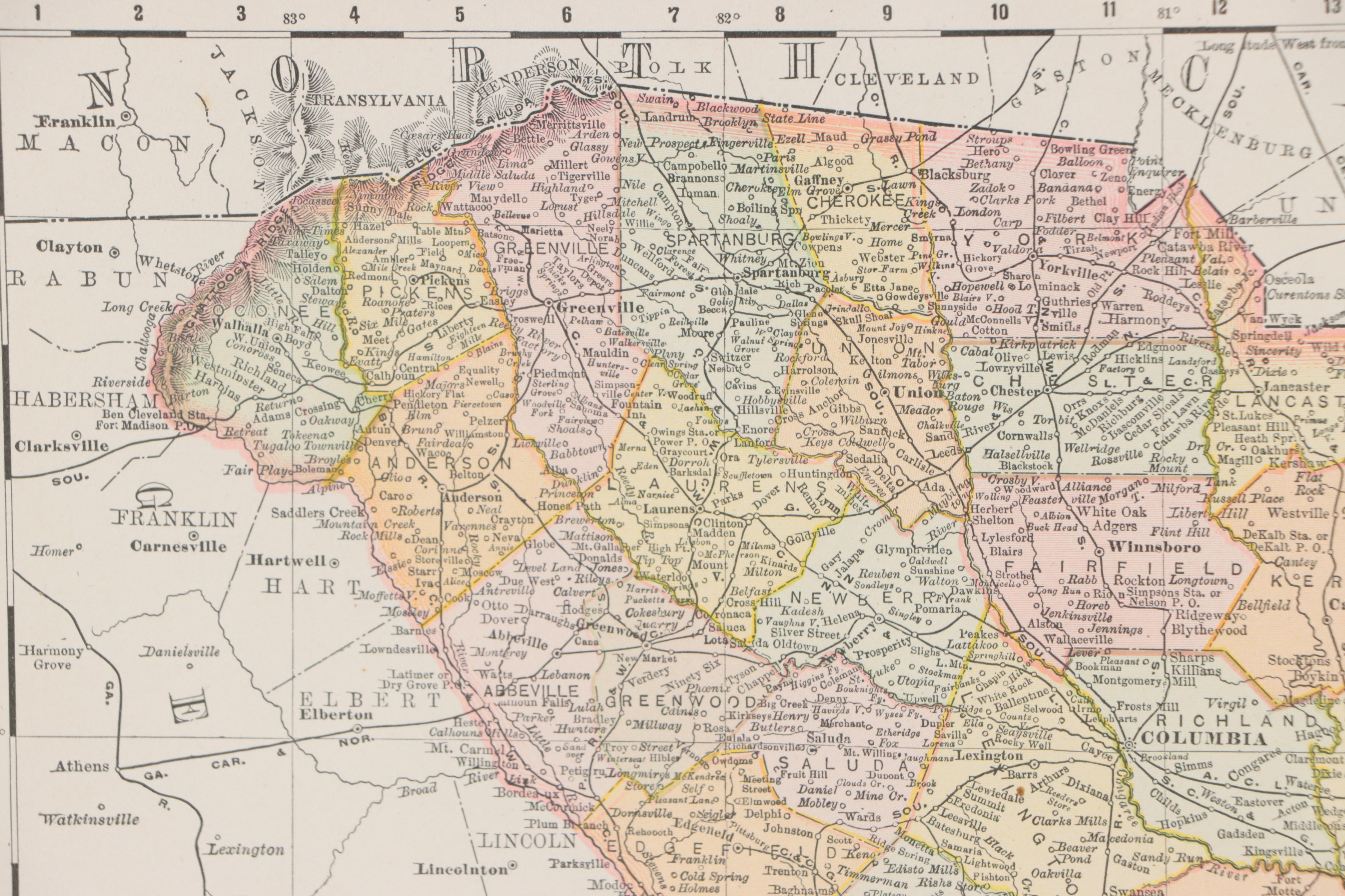 Rand, McNally & Co. Wax Engraving "Map of South Carolina," 1895