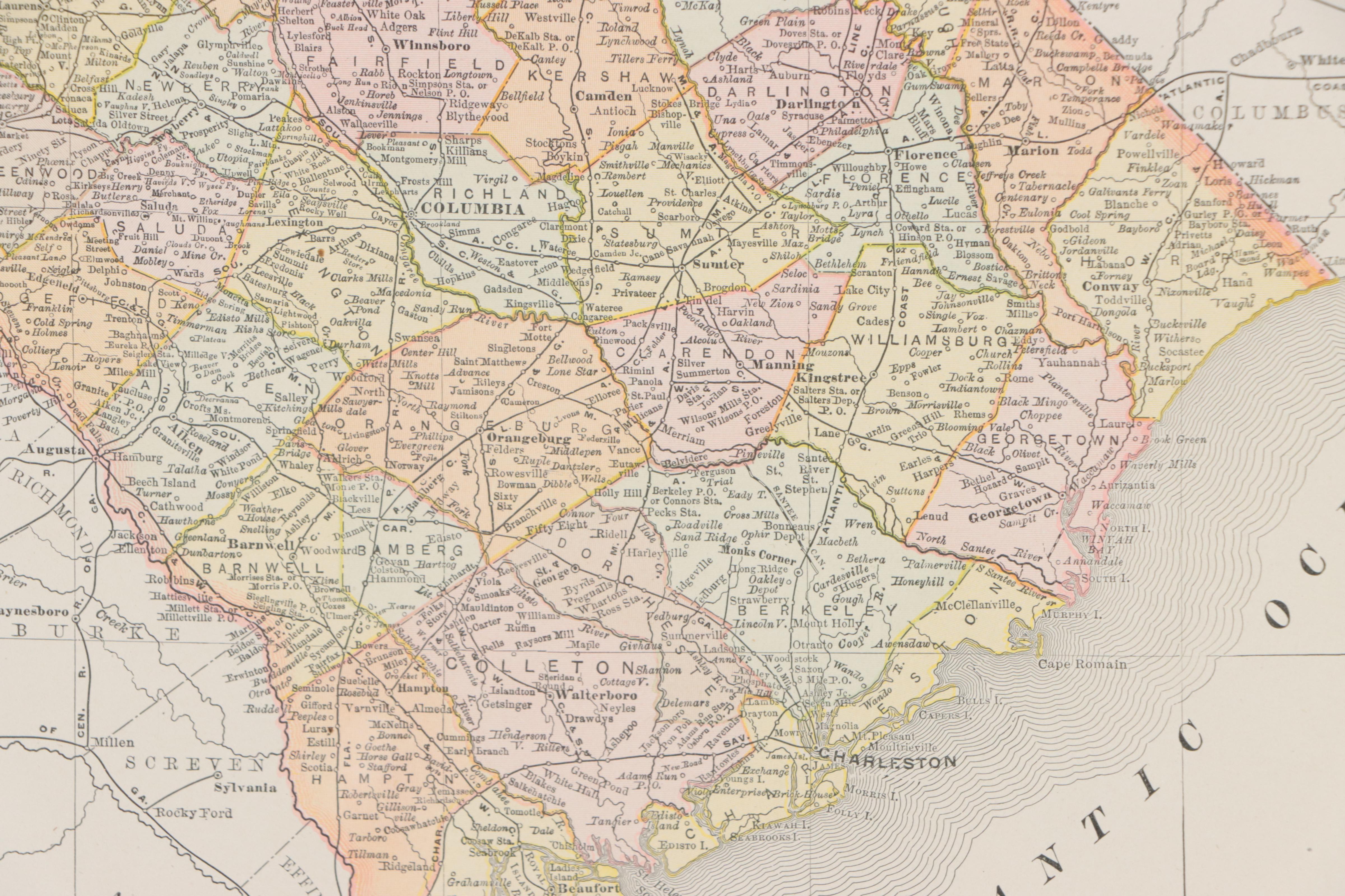 Rand, McNally & Co. Wax Engraving "Map of South Carolina," 1895