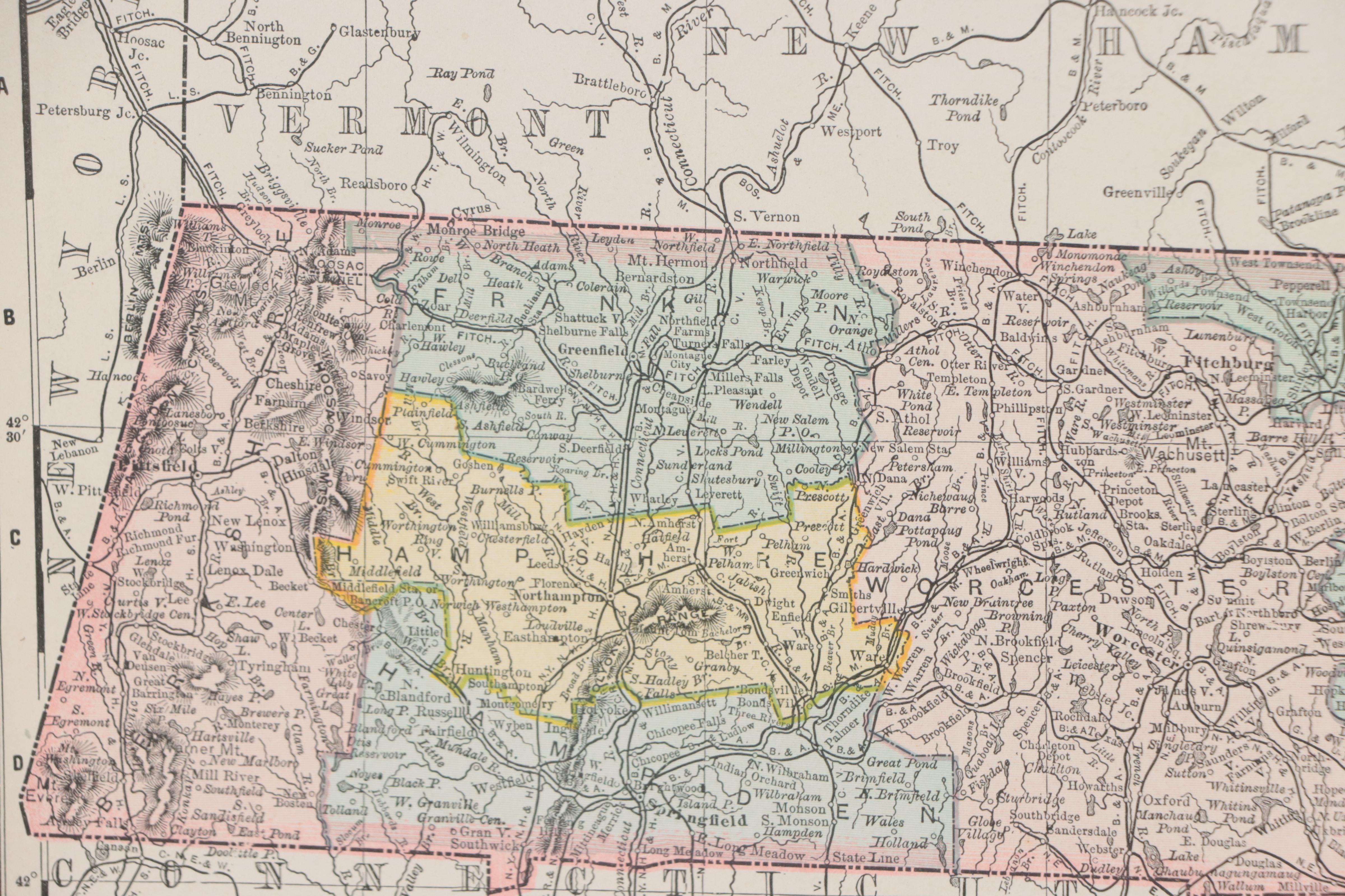 Rand, McNally & Co. Wax Engraving "Map of Massachusetts," 1895
