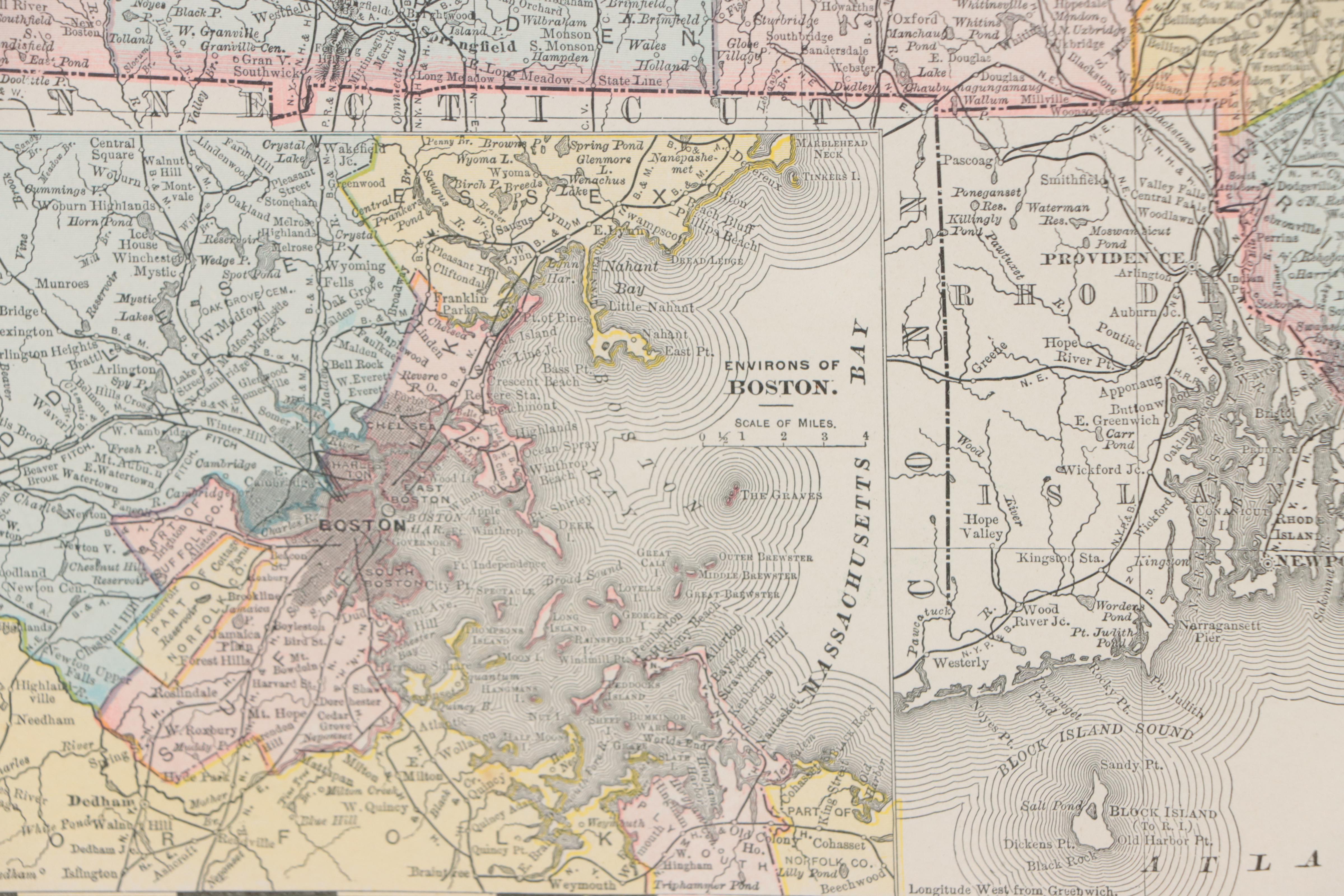 Rand, McNally & Co. Wax Engraving "Map of Massachusetts," 1895