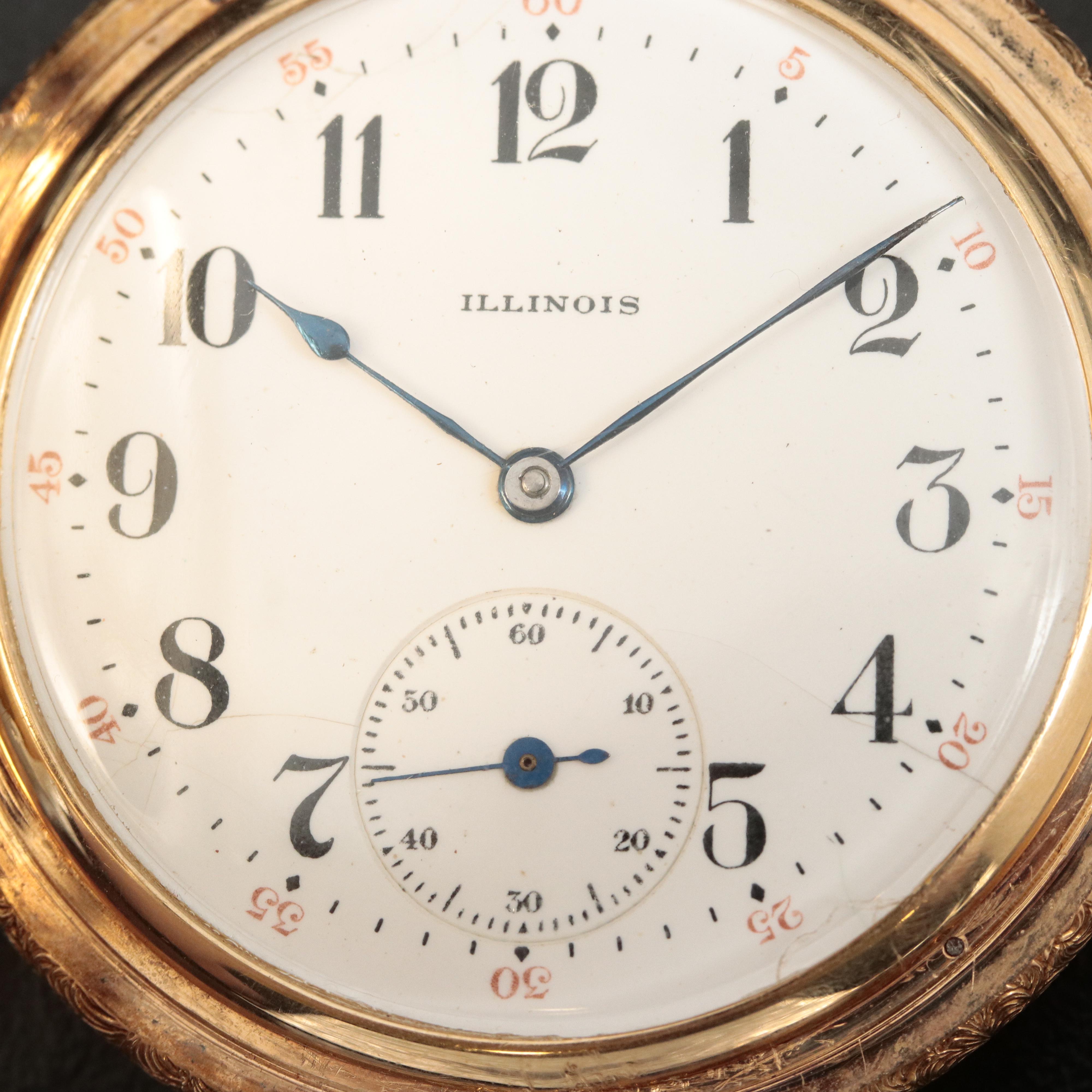 1918 Illinois 14K Box Hinge Hunter Cast Pocket Watch