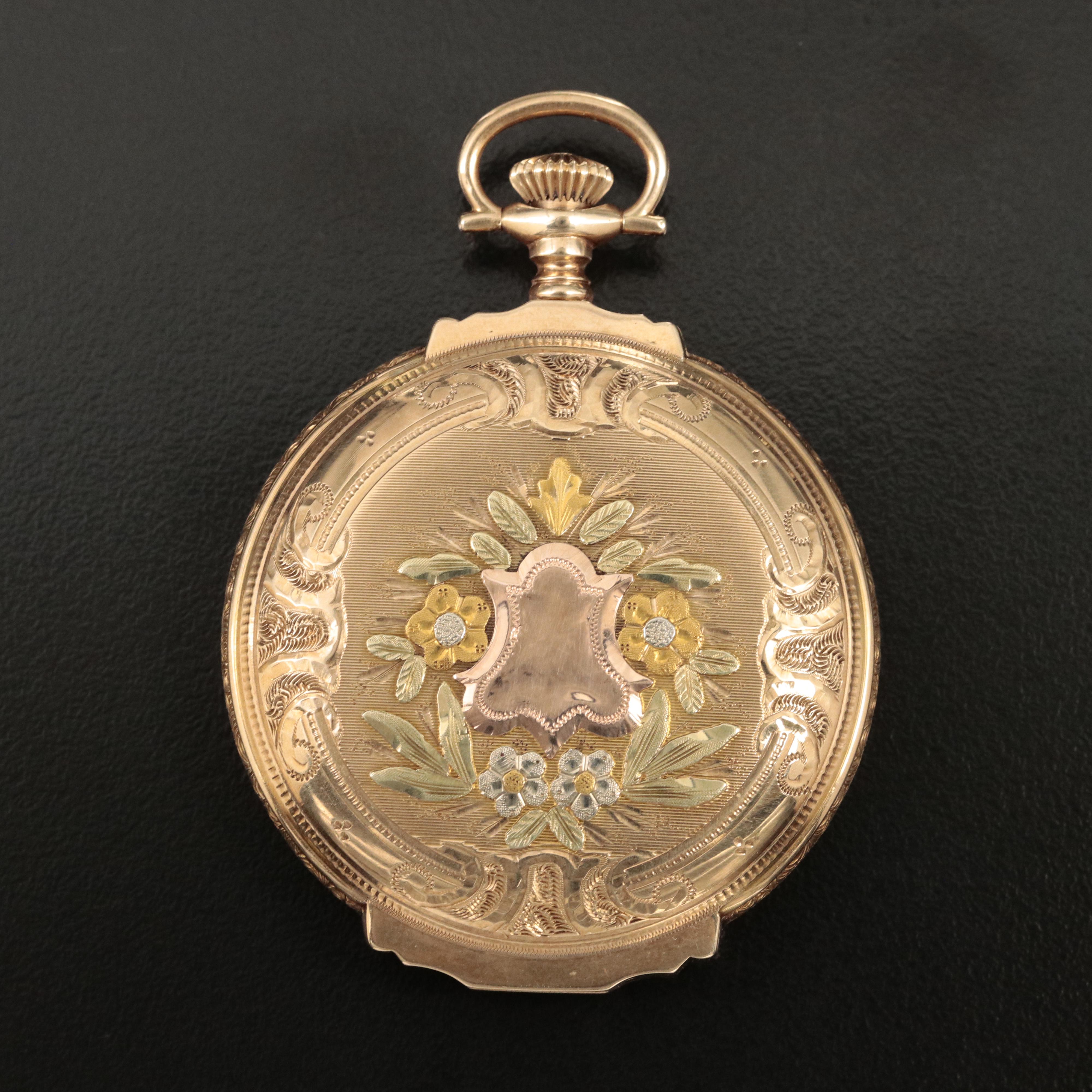 1918 Illinois 14K Box Hinge Hunter Cast Pocket Watch