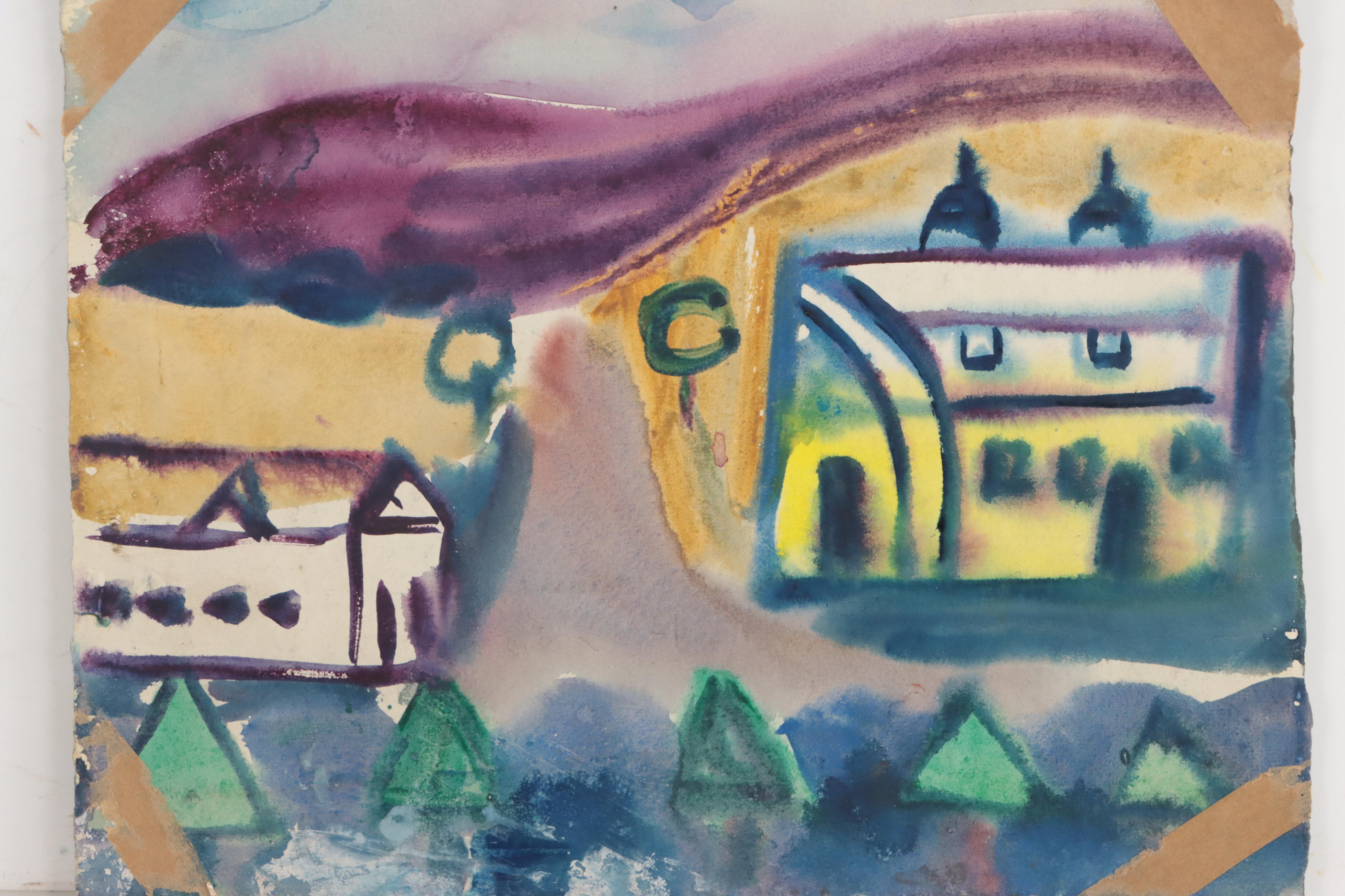 Esther Phillips Portrait and Landscape Watercolor Paintings, 1952