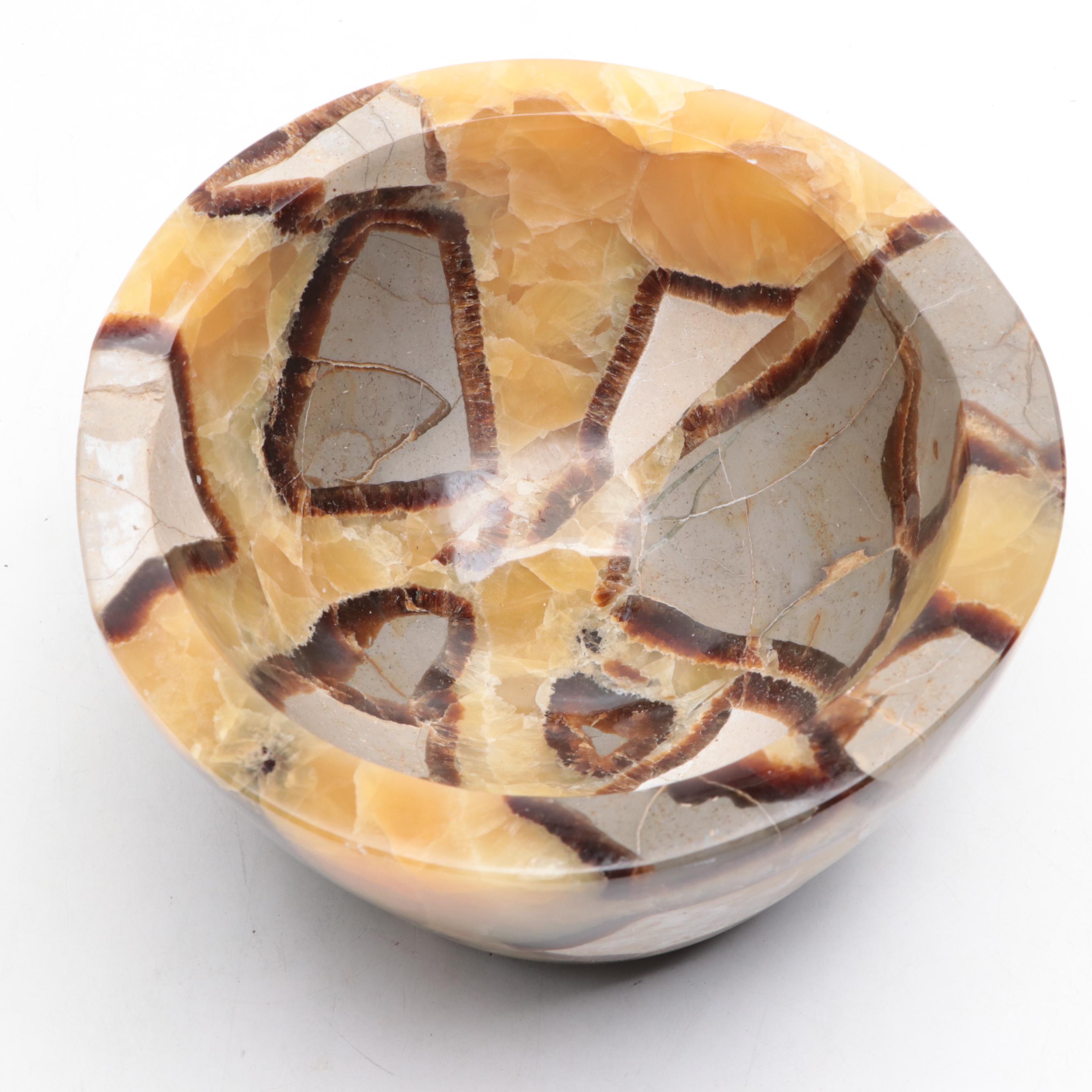 Carved and Polished Septarian Nodule Bowl
