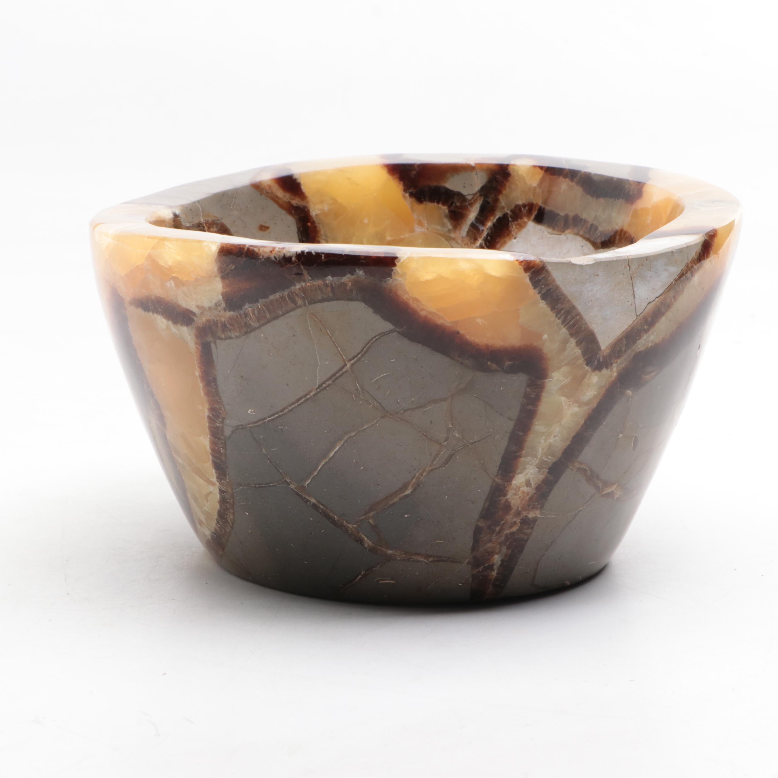 Carved and Polished Septarian Nodule Bowl