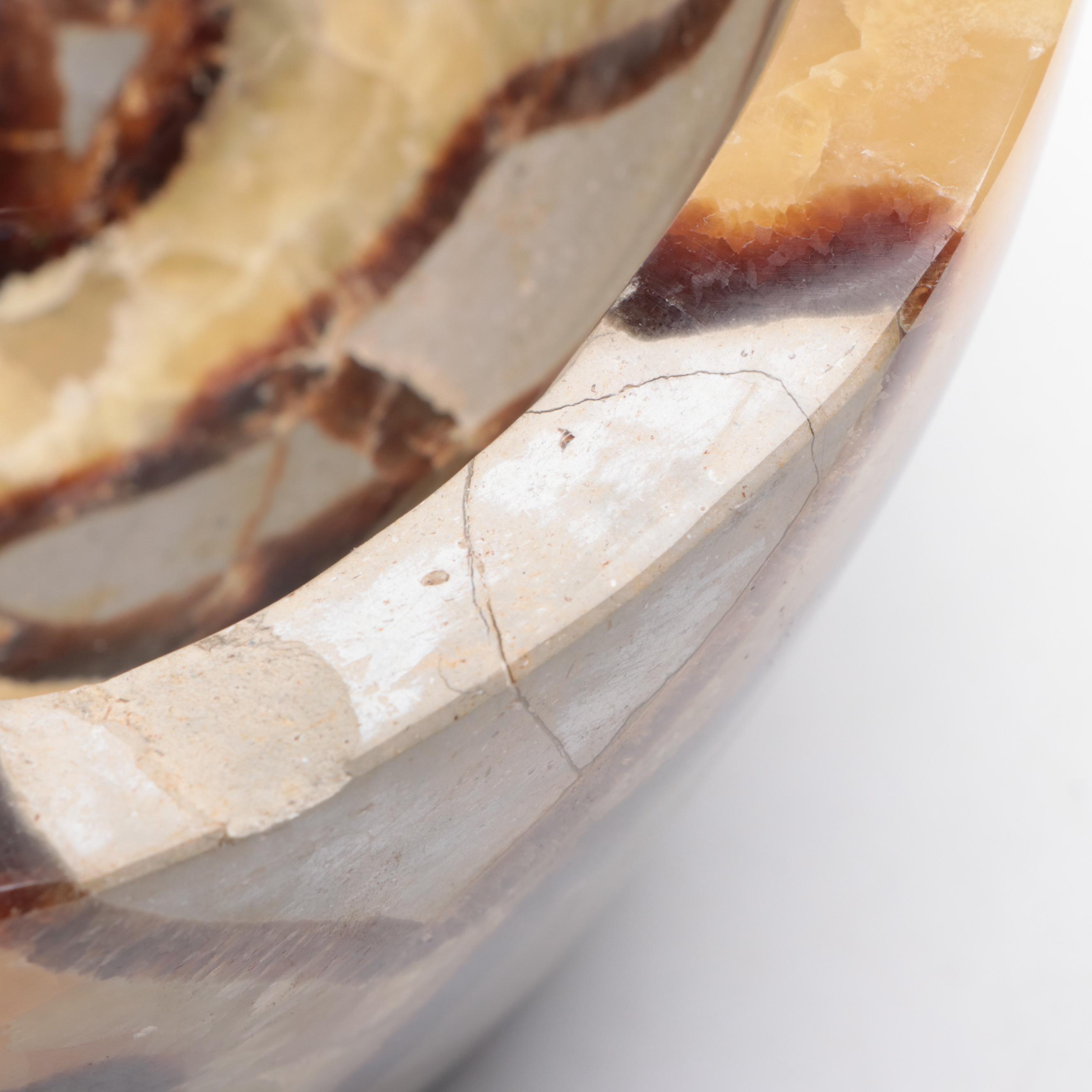Carved and Polished Septarian Nodule Bowl