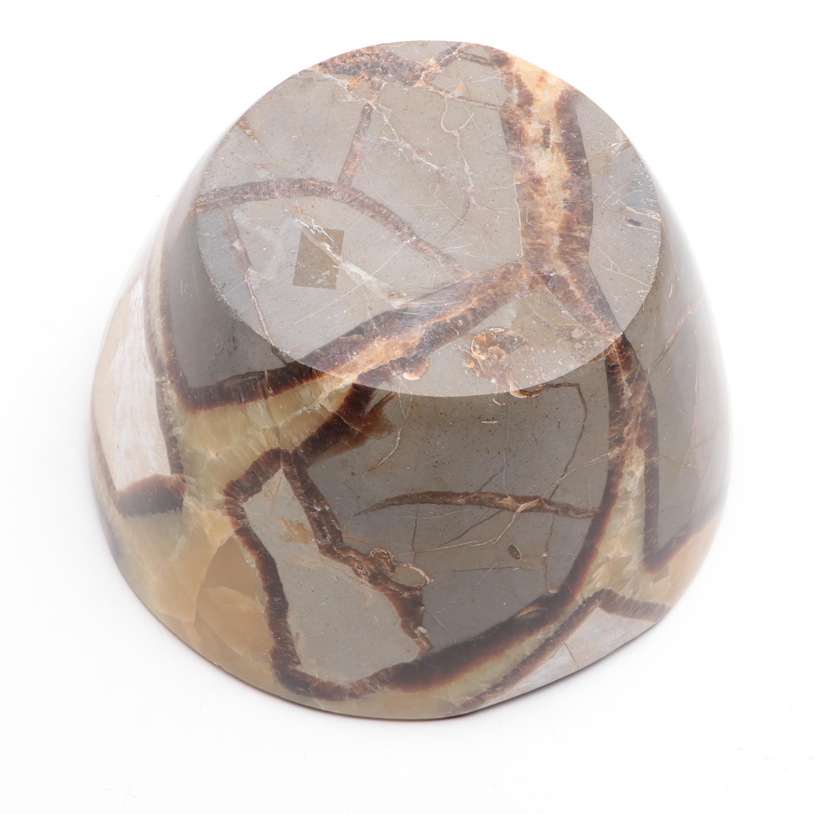 Carved and Polished Septarian Nodule Bowl