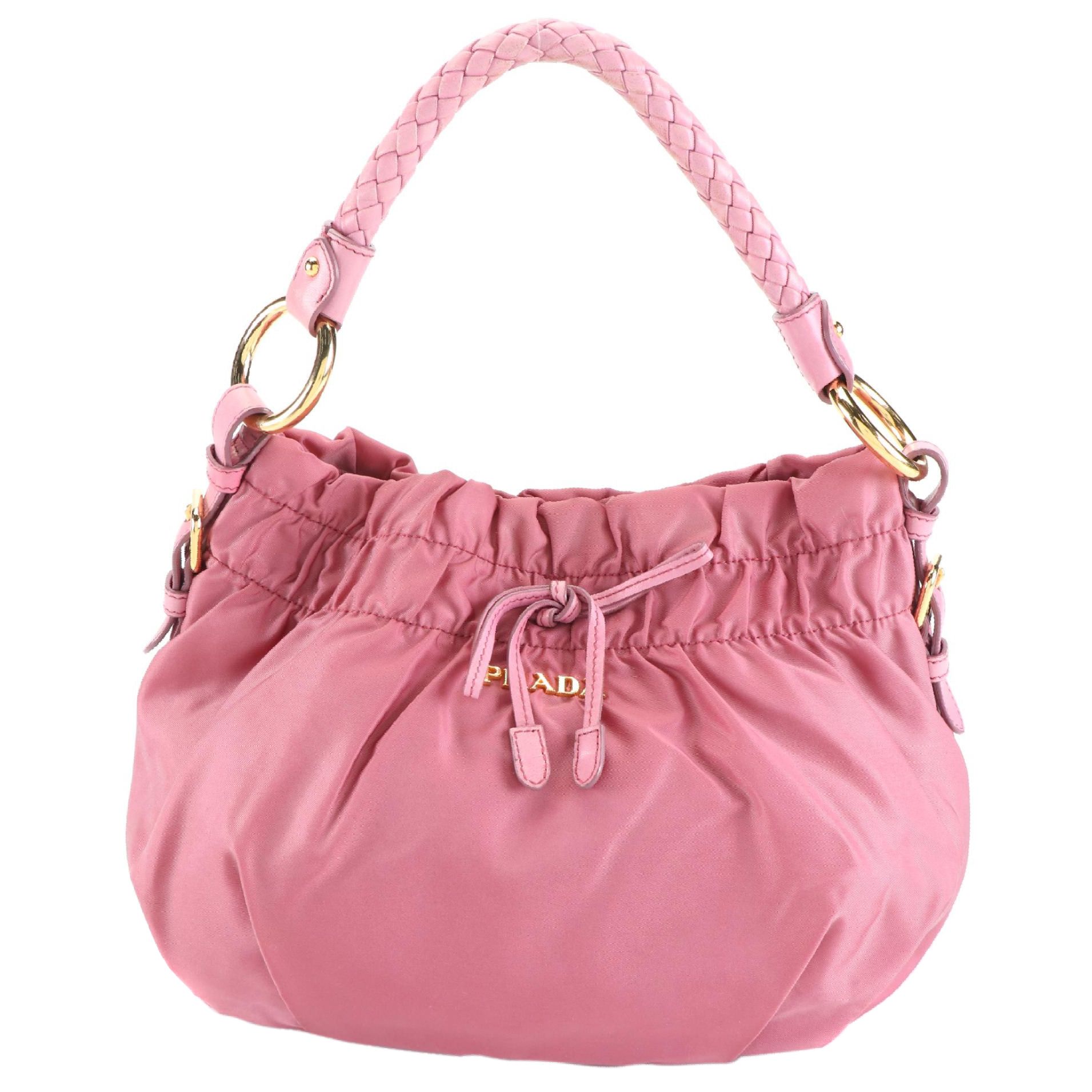 Prada Bauletto Bow Shoulder Bag in Tessuto Nylon with Leather Trim