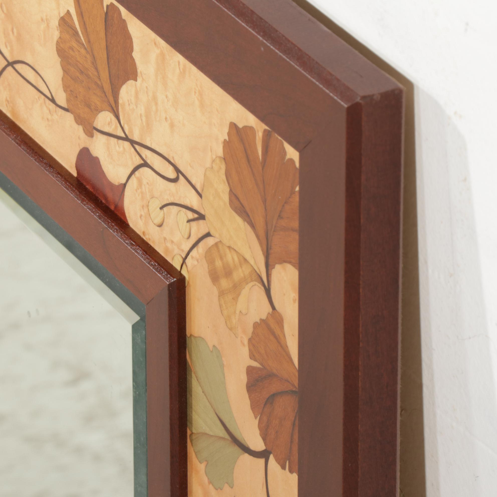 Hudson River Inlay "Gingko Leaves" Cherry, Bird's-Eye Maple and Marquetry Mirror