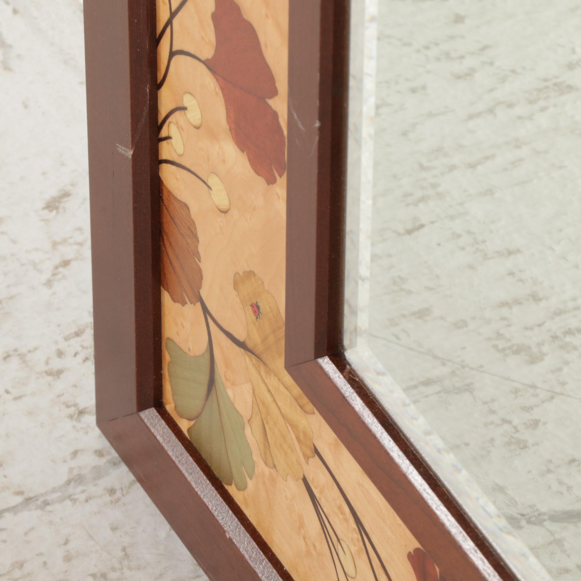 Hudson River Inlay "Gingko Leaves" Cherry, Bird's-Eye Maple and Marquetry Mirror