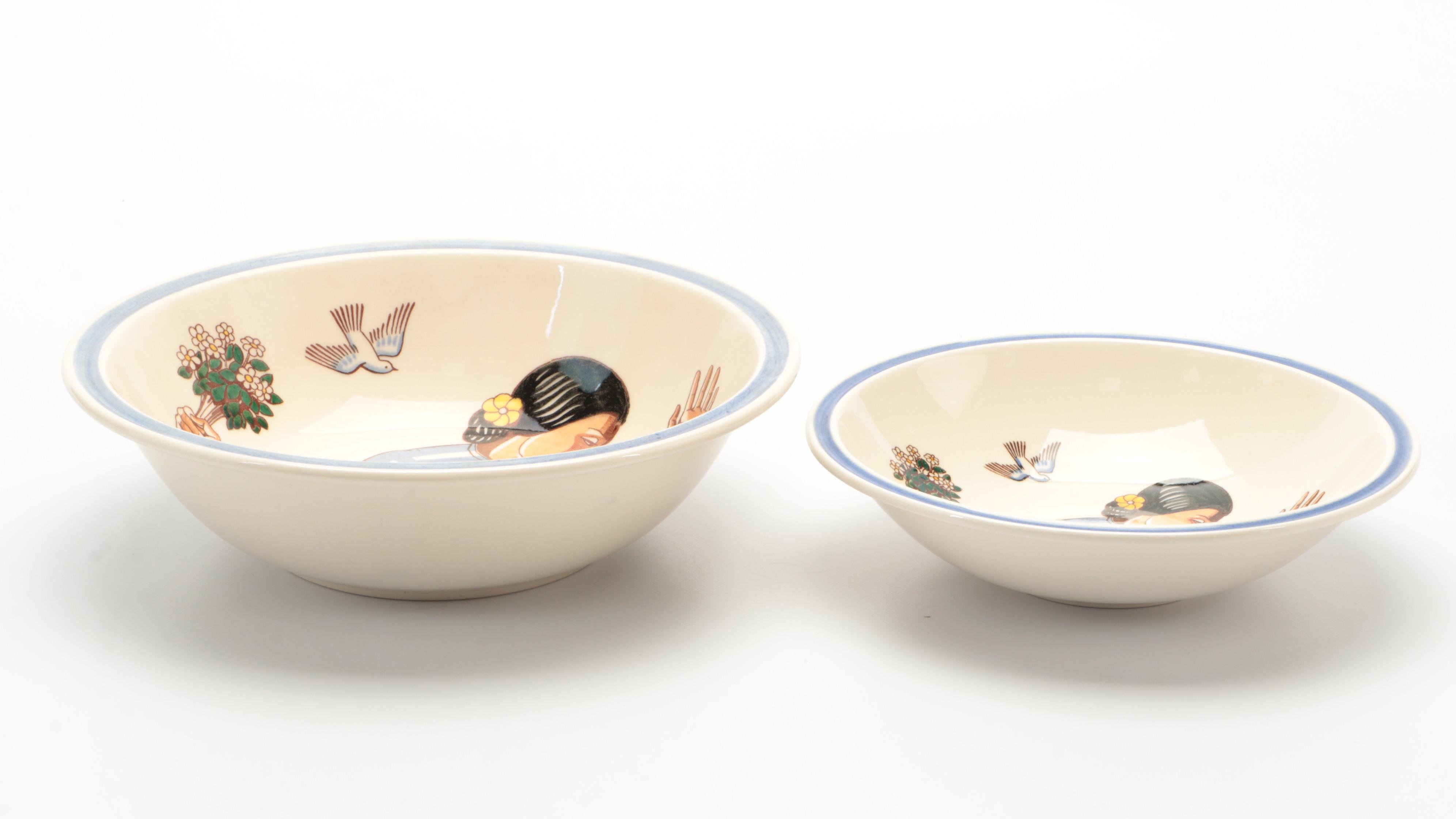 Rockwell Kent for Vernon Kilns "Salamina" Pitcher and Serving Bowls, Mid-20th C.