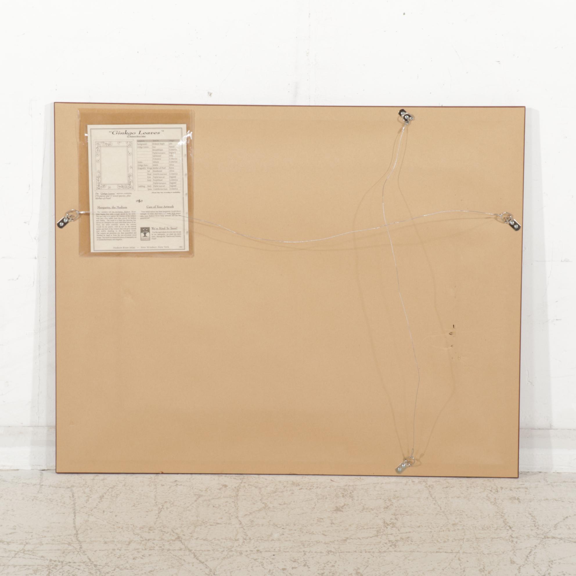 Hudson River Inlay "Gingko Leaves" Cherry, Bird's-Eye Maple and Marquetry Mirror